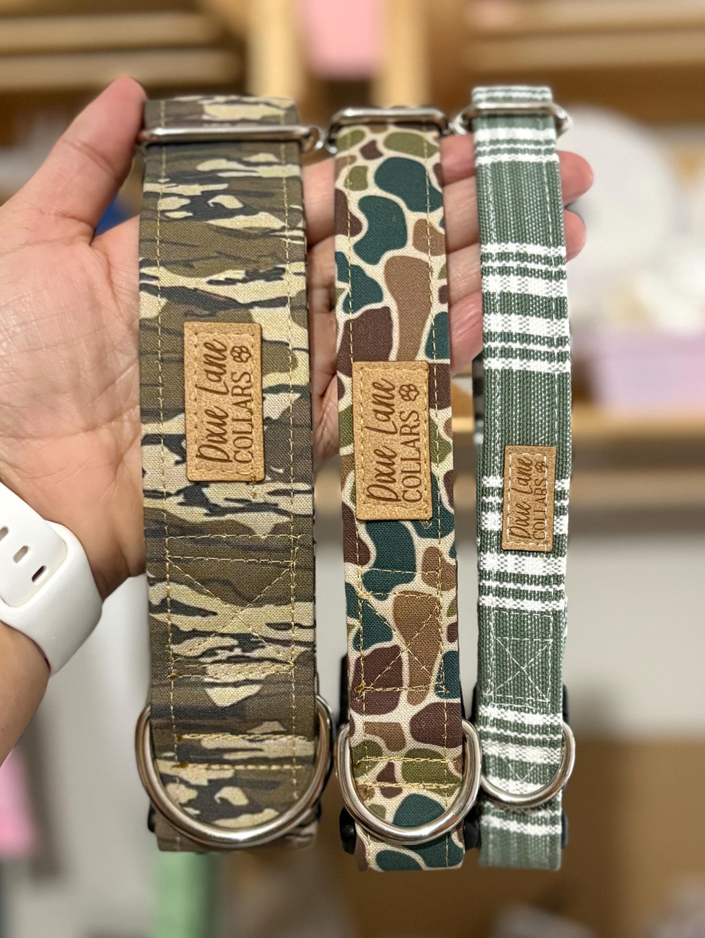 Green Plaid Dog Collar