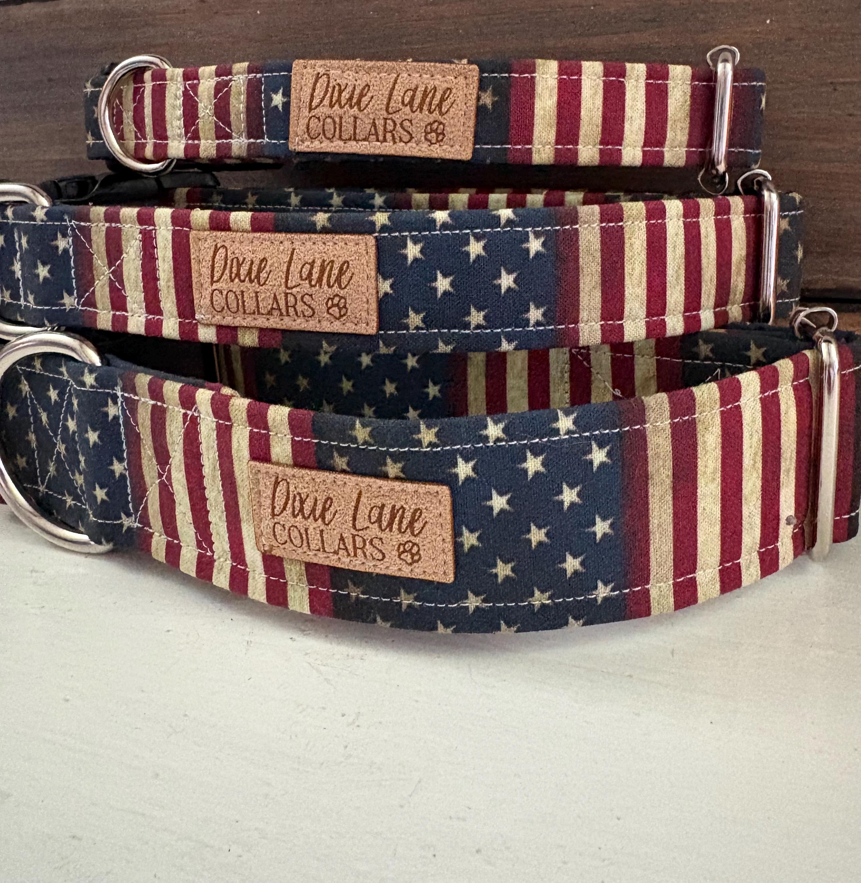 Distressed American Flag Dog Collar
