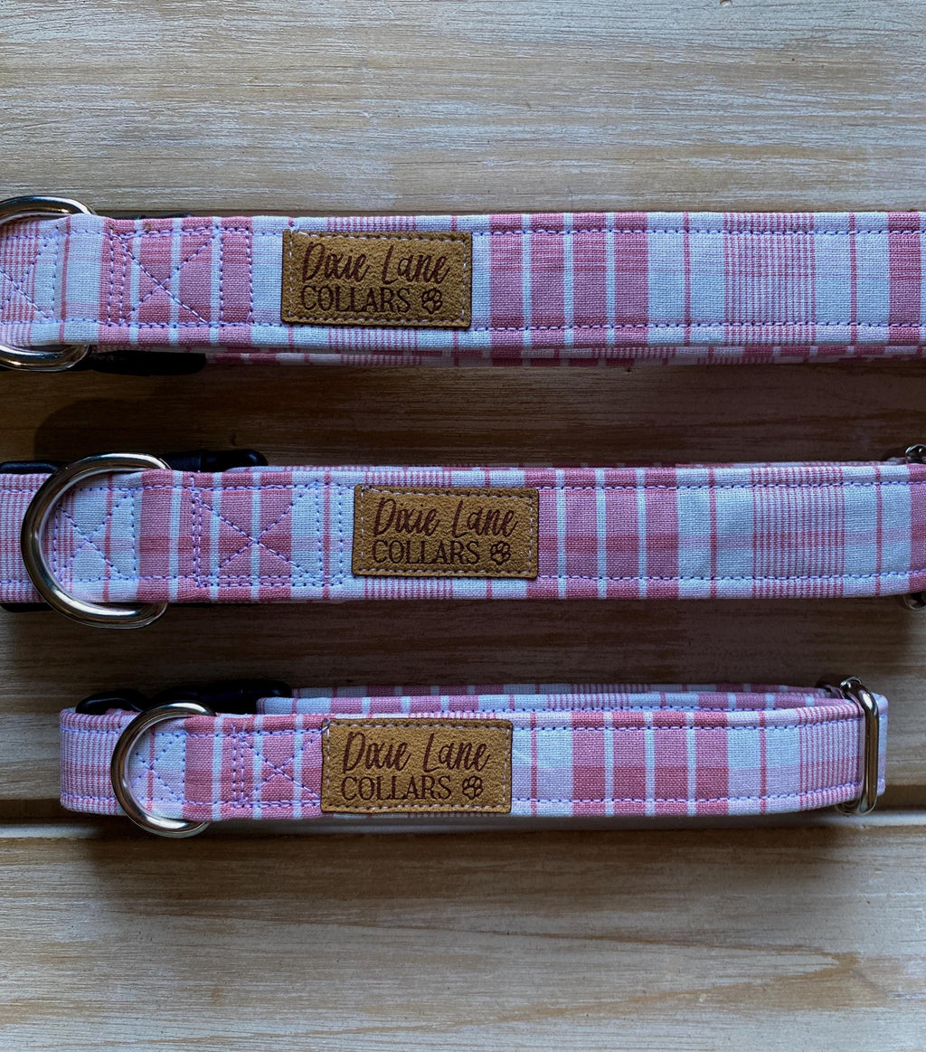 Pink Plaid Dog Collar