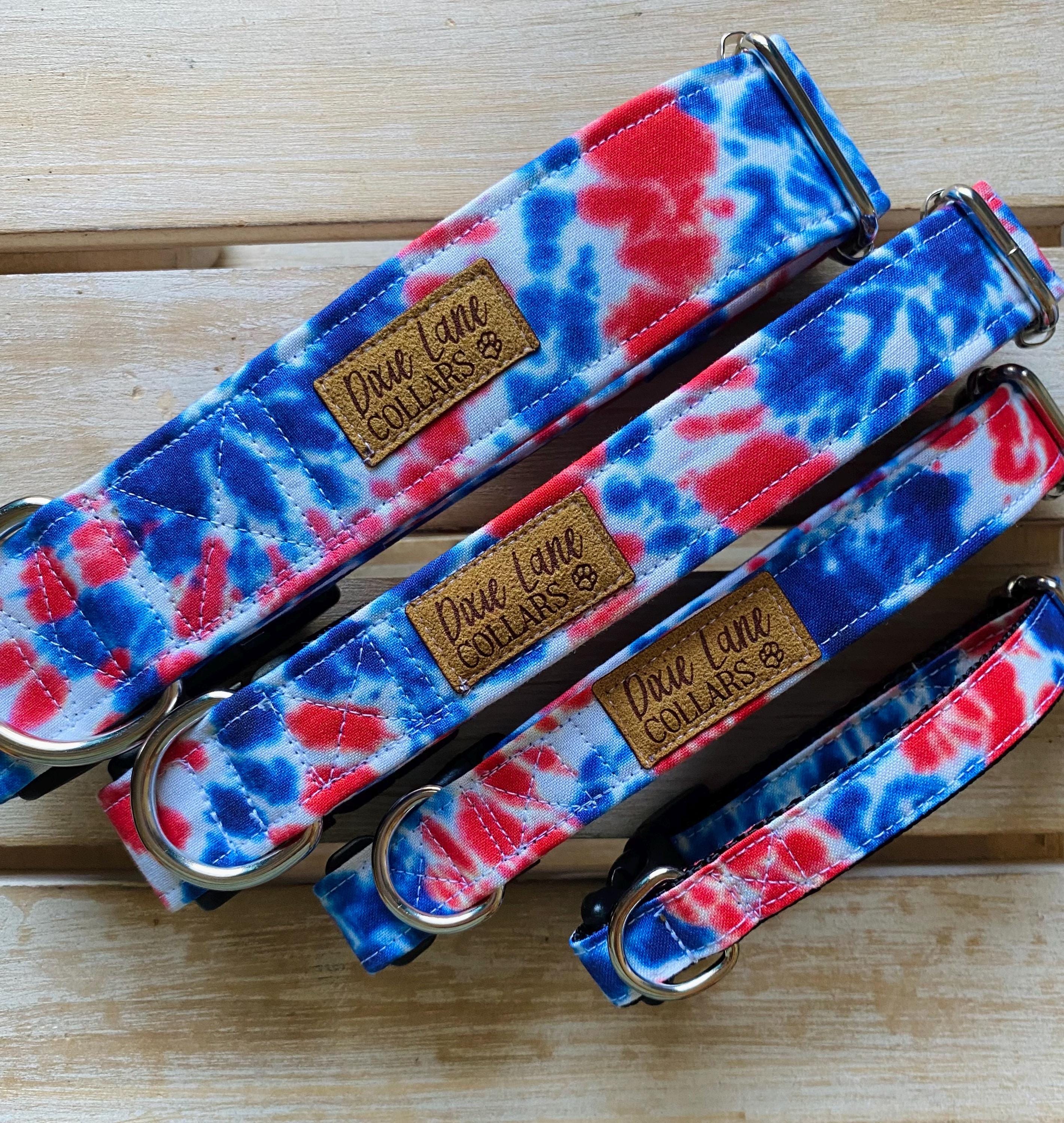 Red White and Blue Tie Dye Dog Collar