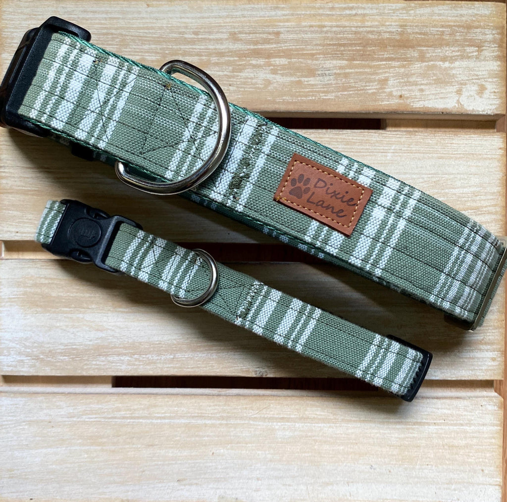Green Plaid Dog Collar