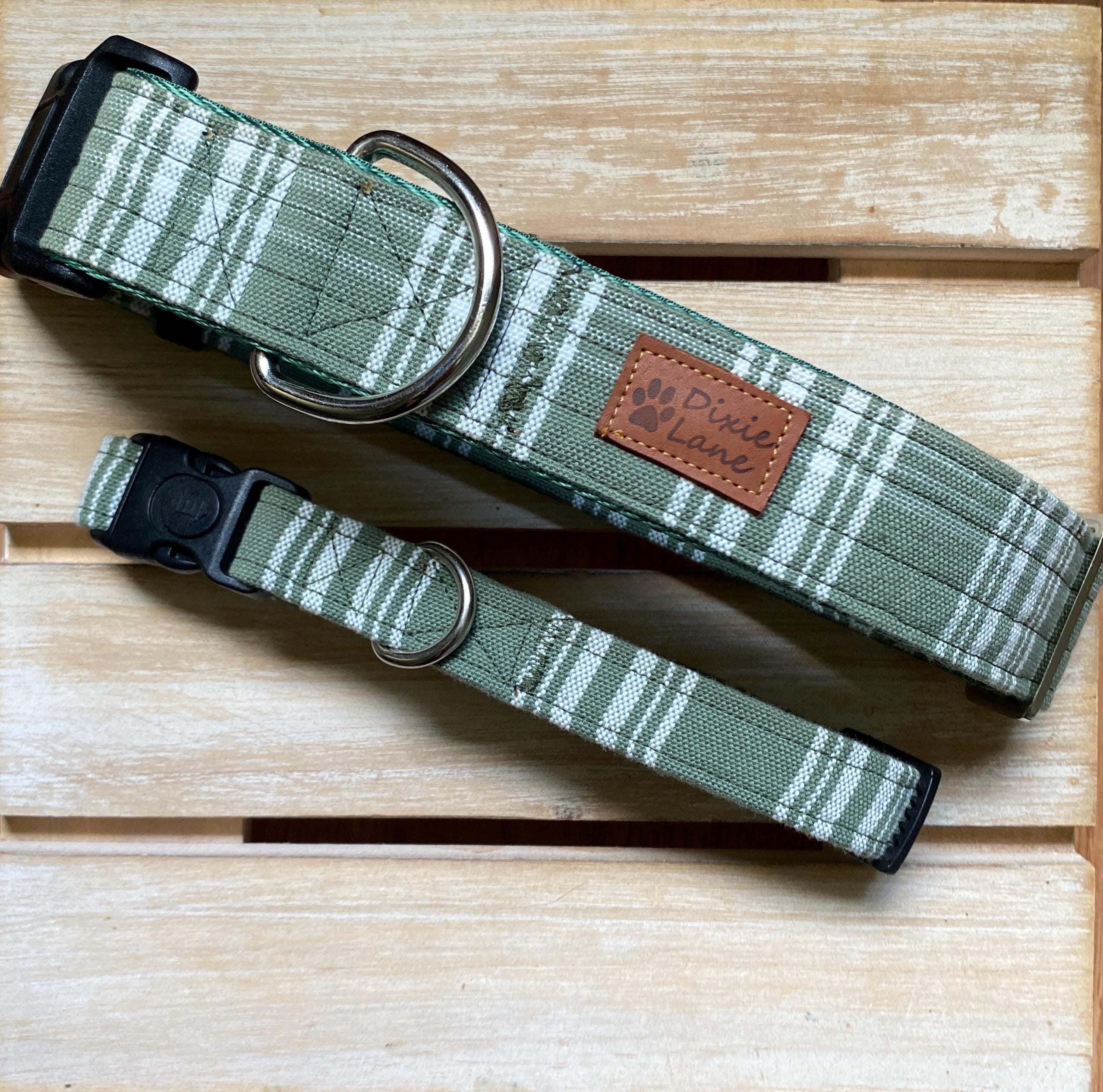 Green Plaid Dog Collar