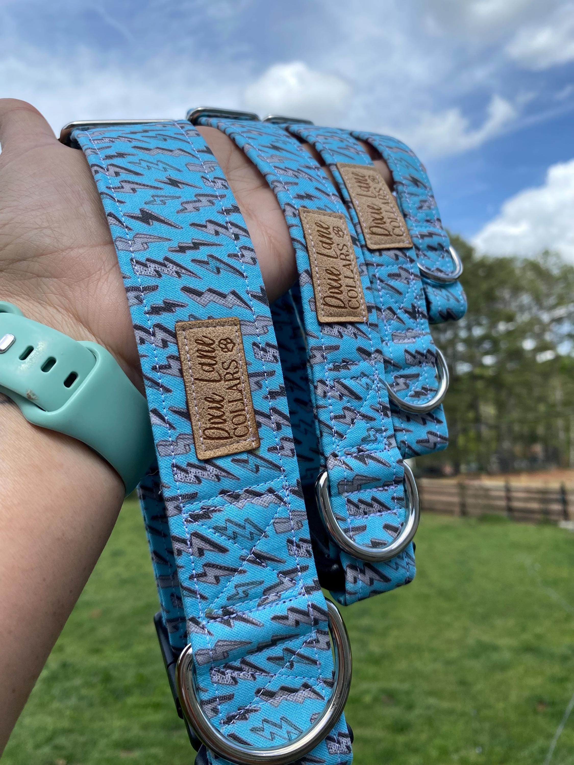 Blue Lightning Bolts Dog Collar