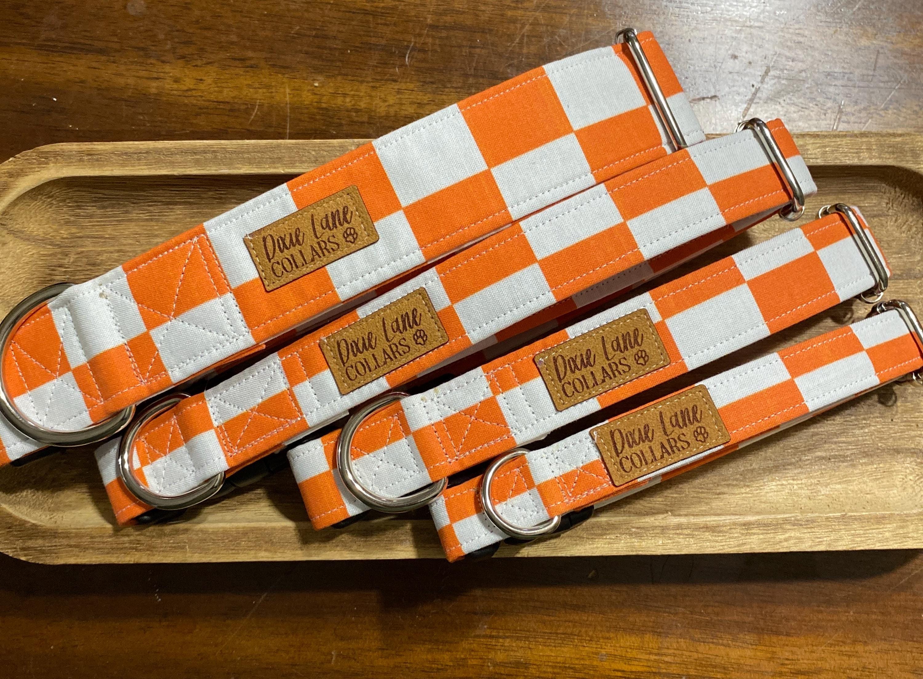 Orange Checkered Dog Collar