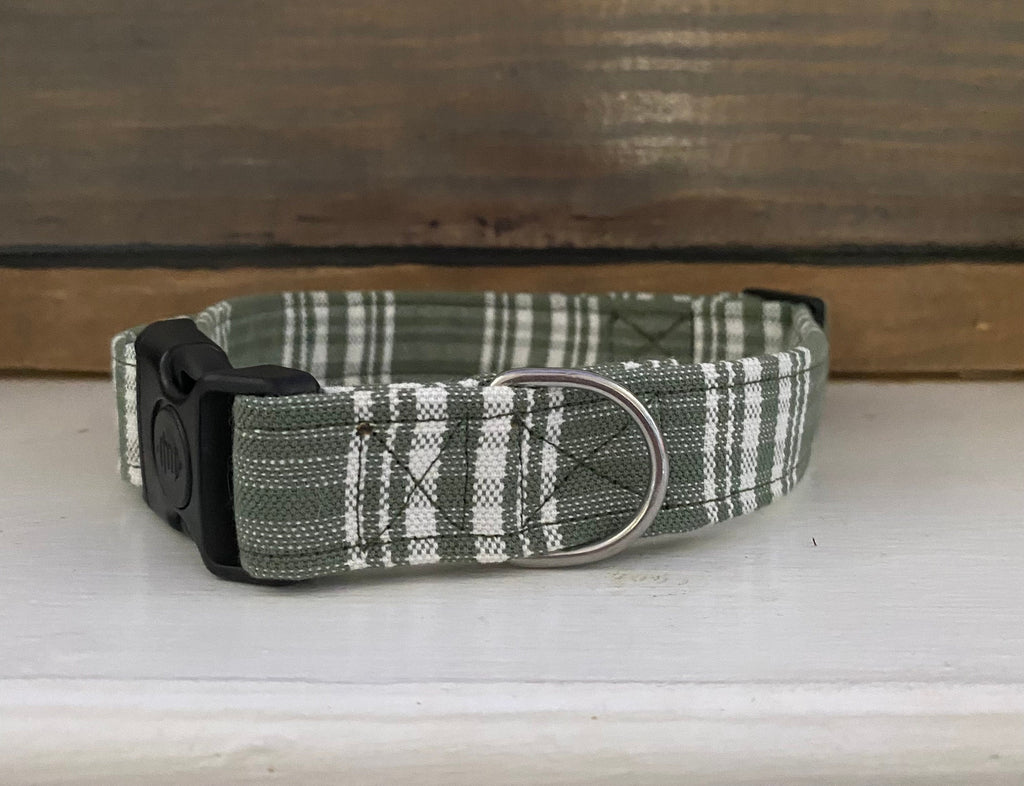 Green Plaid Dog Collar