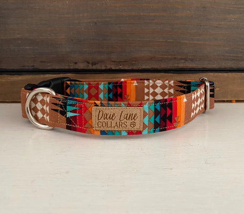 Brown Aztec Western Dog Collar