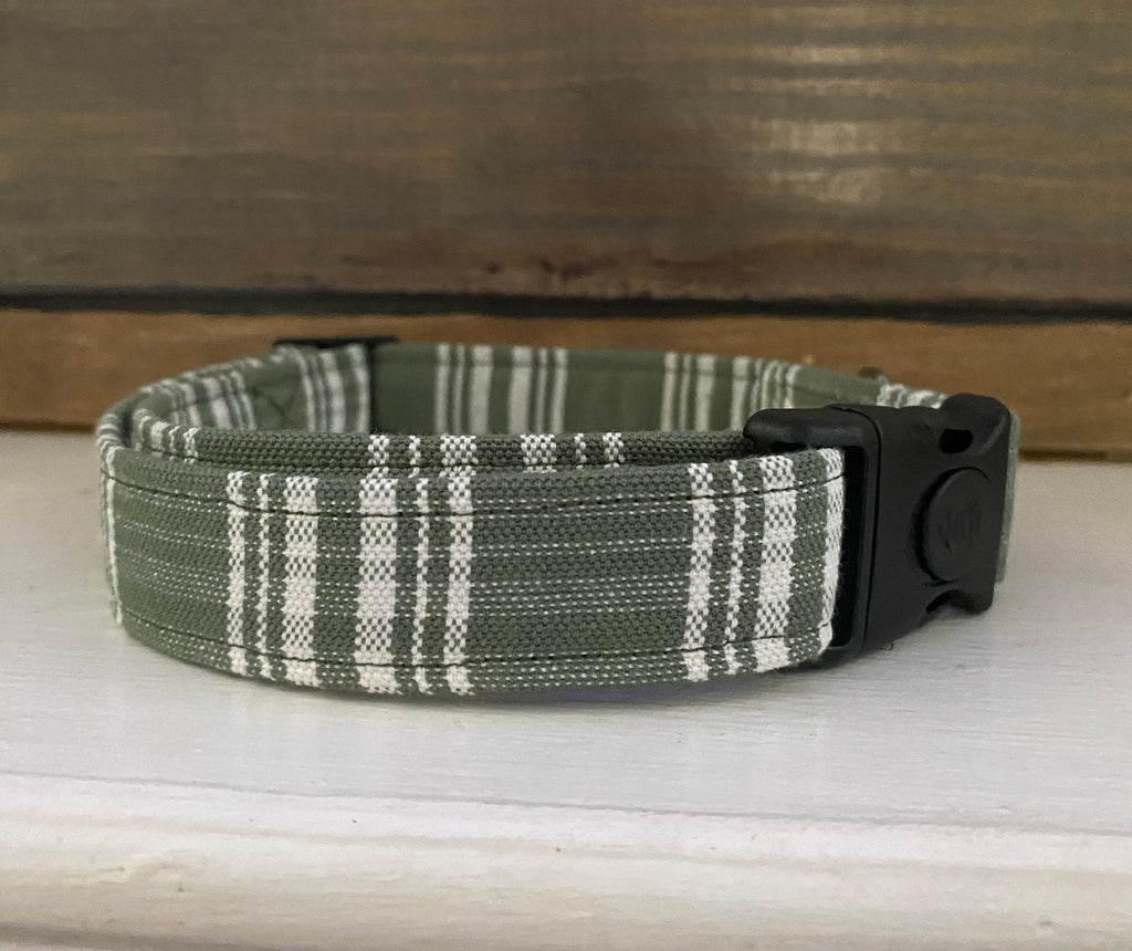 Green Plaid Dog Collar