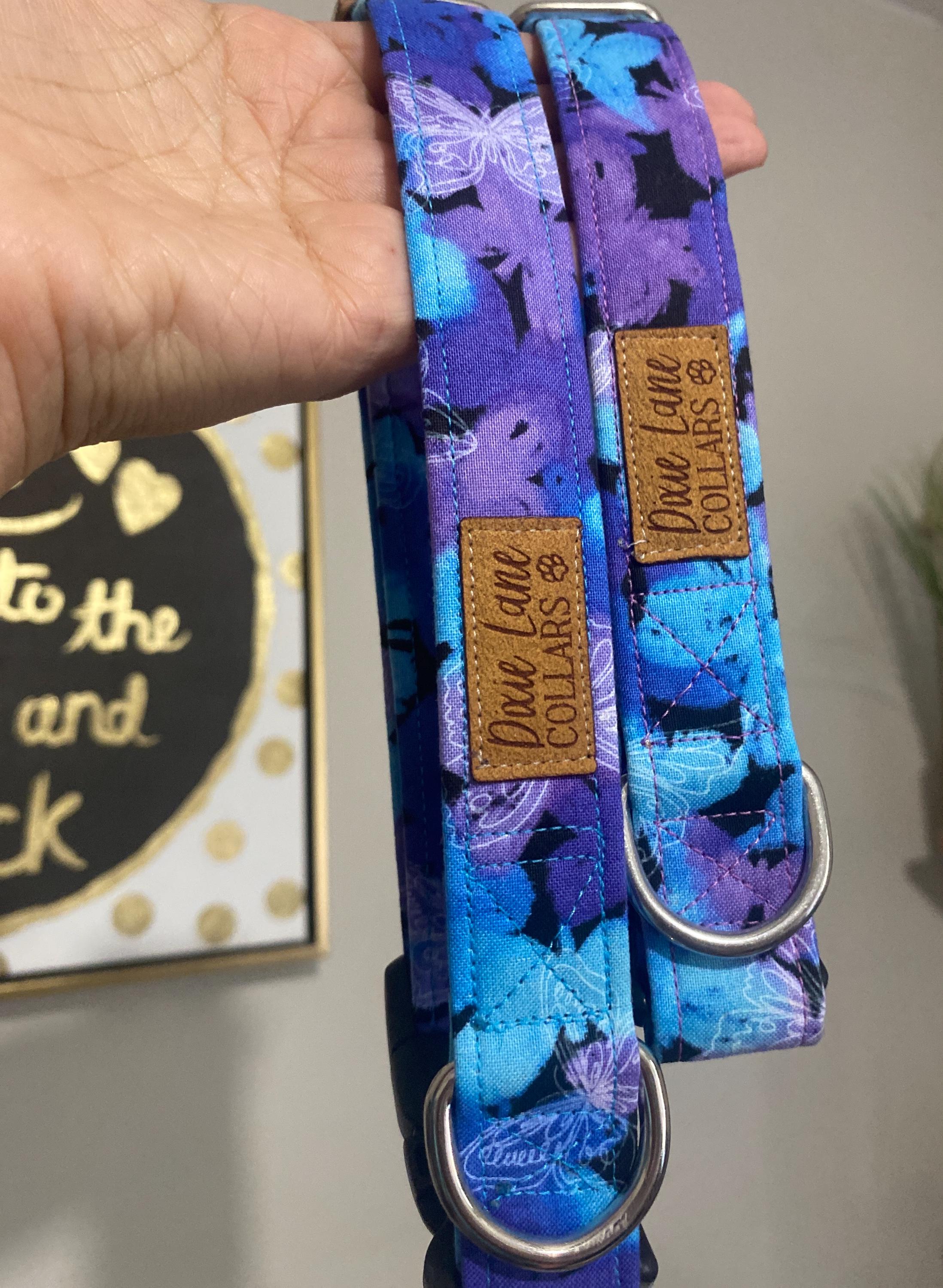 Purple and Blue Butterflies Dog Collar