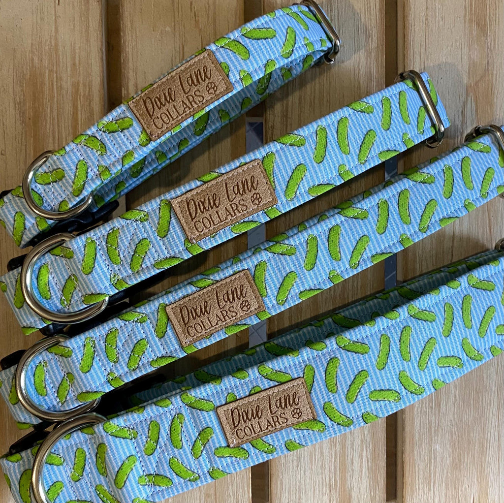 Green Pickle Striped Dog Collar