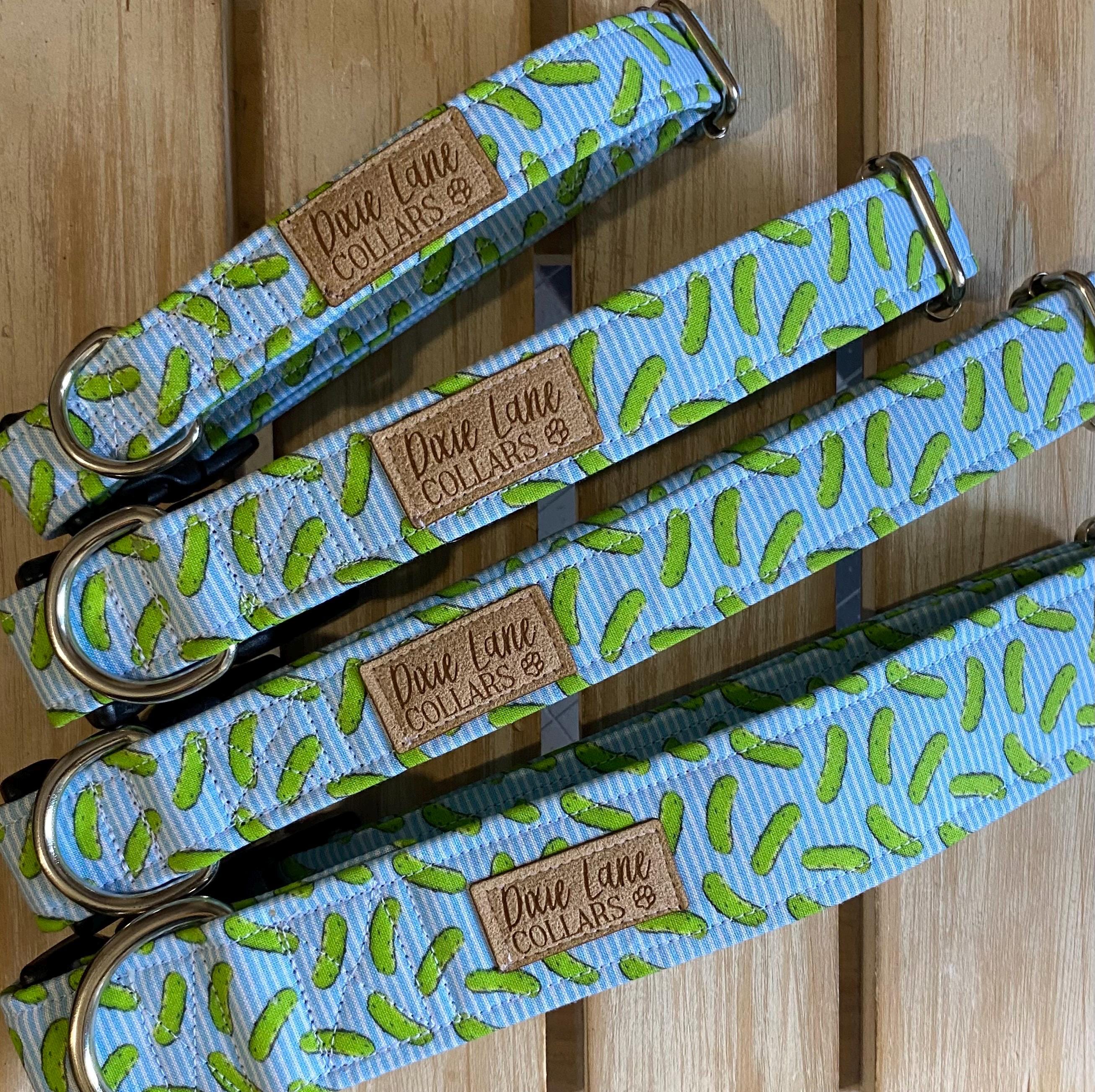 Green Pickle Striped Dog Collar