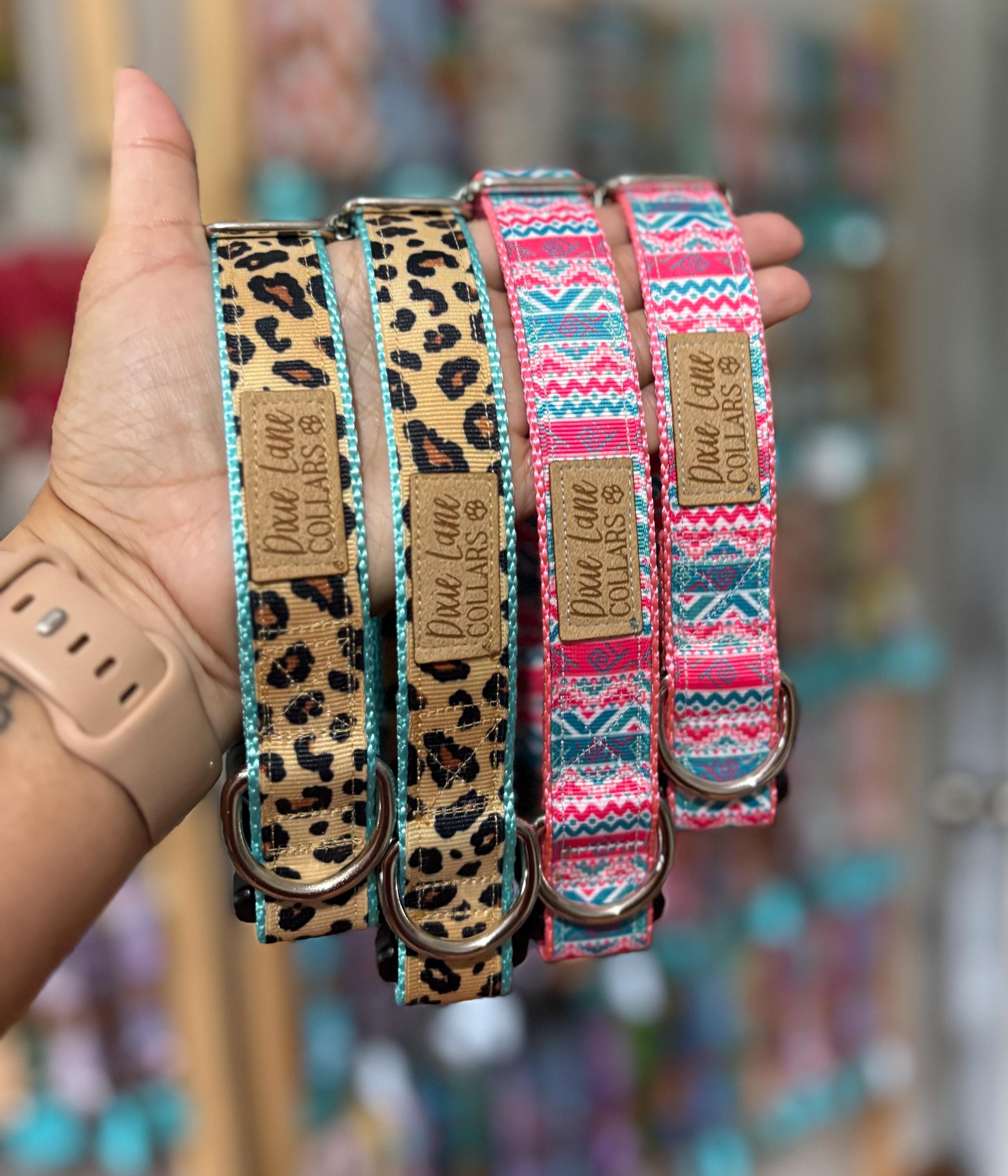 Pink Aztec Ribbon Dog Collar