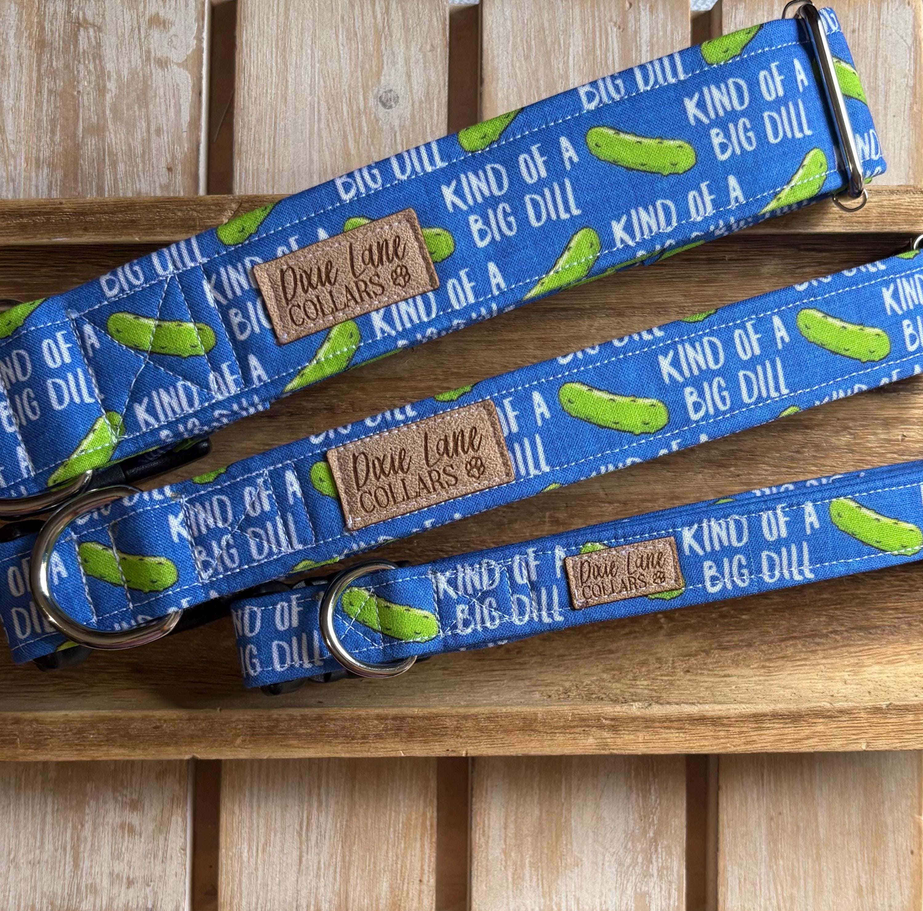 Blue Dill Pickles Dog Collar