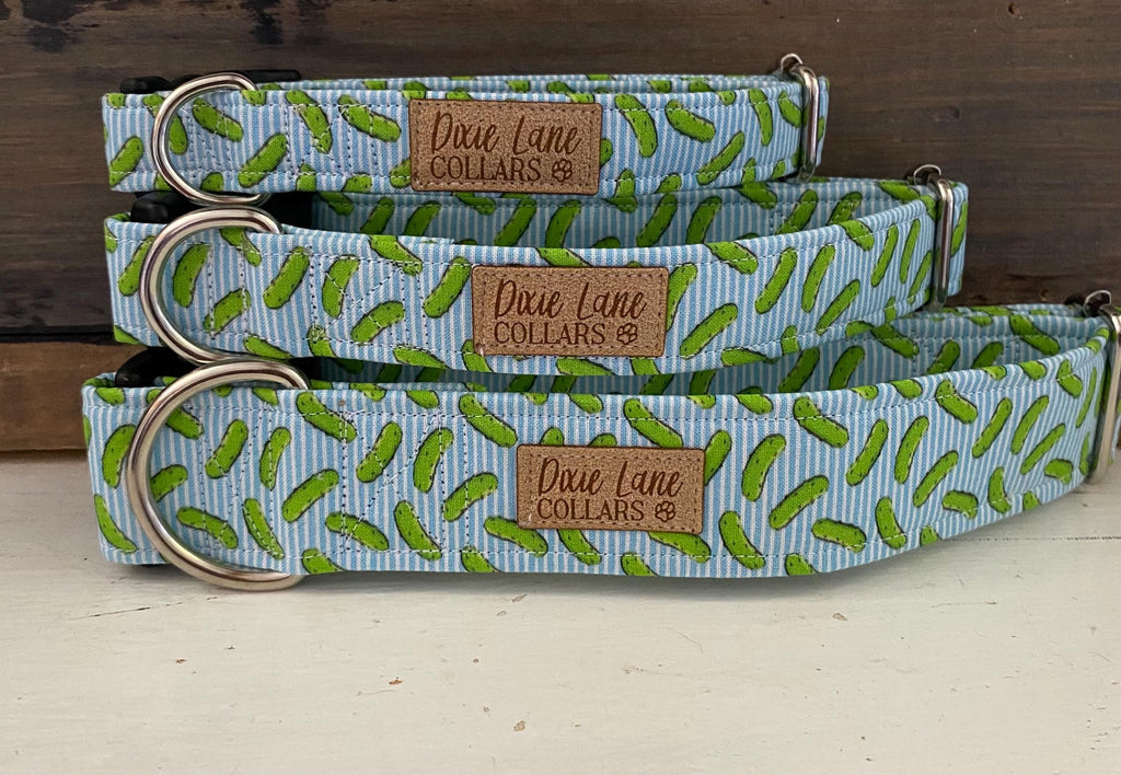 Green Pickle Striped Dog Collar