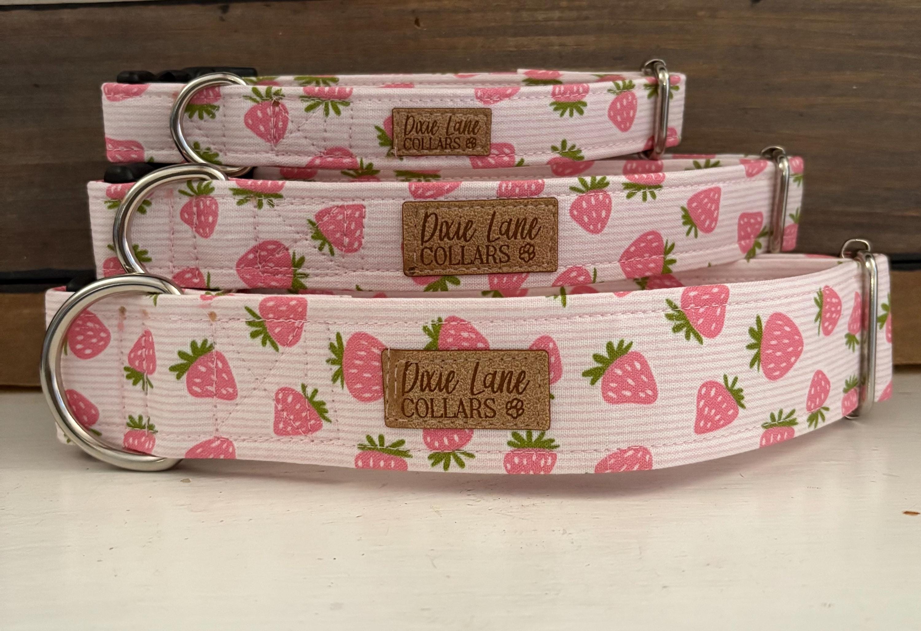 Pink Strawberry Toss Dog Collar