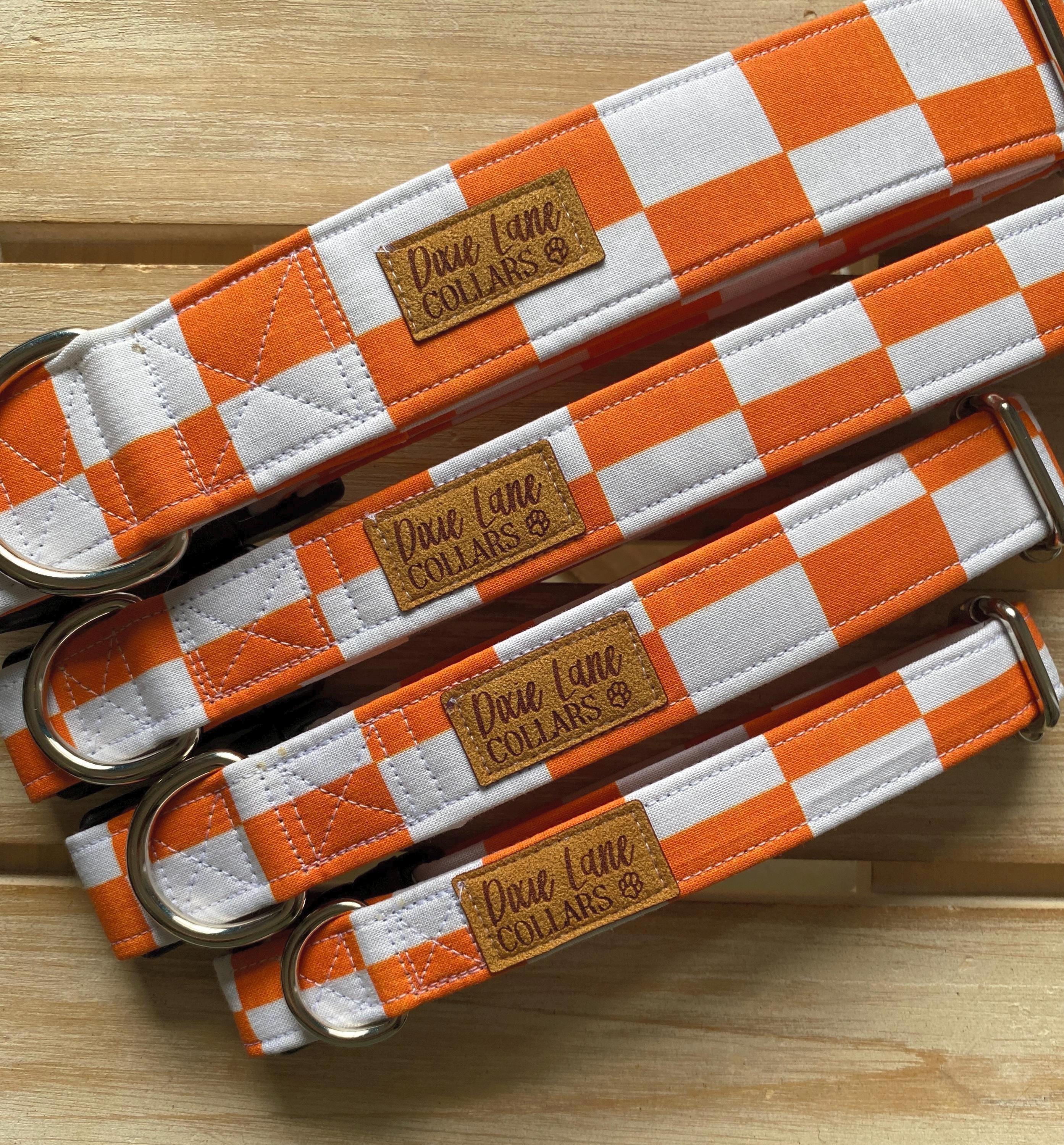 Orange Checkered Dog Collar