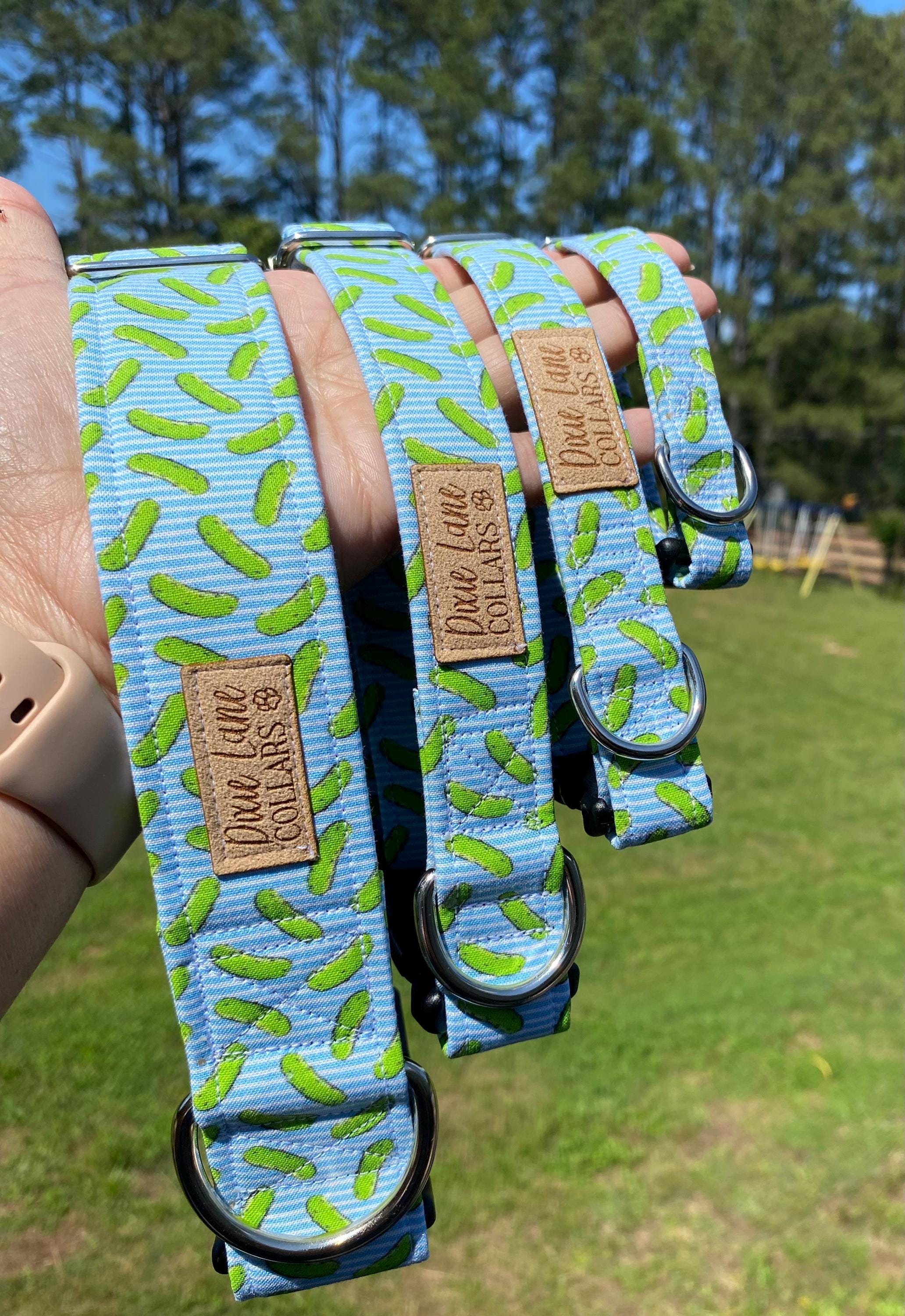 Green Pickle Striped Dog Collar