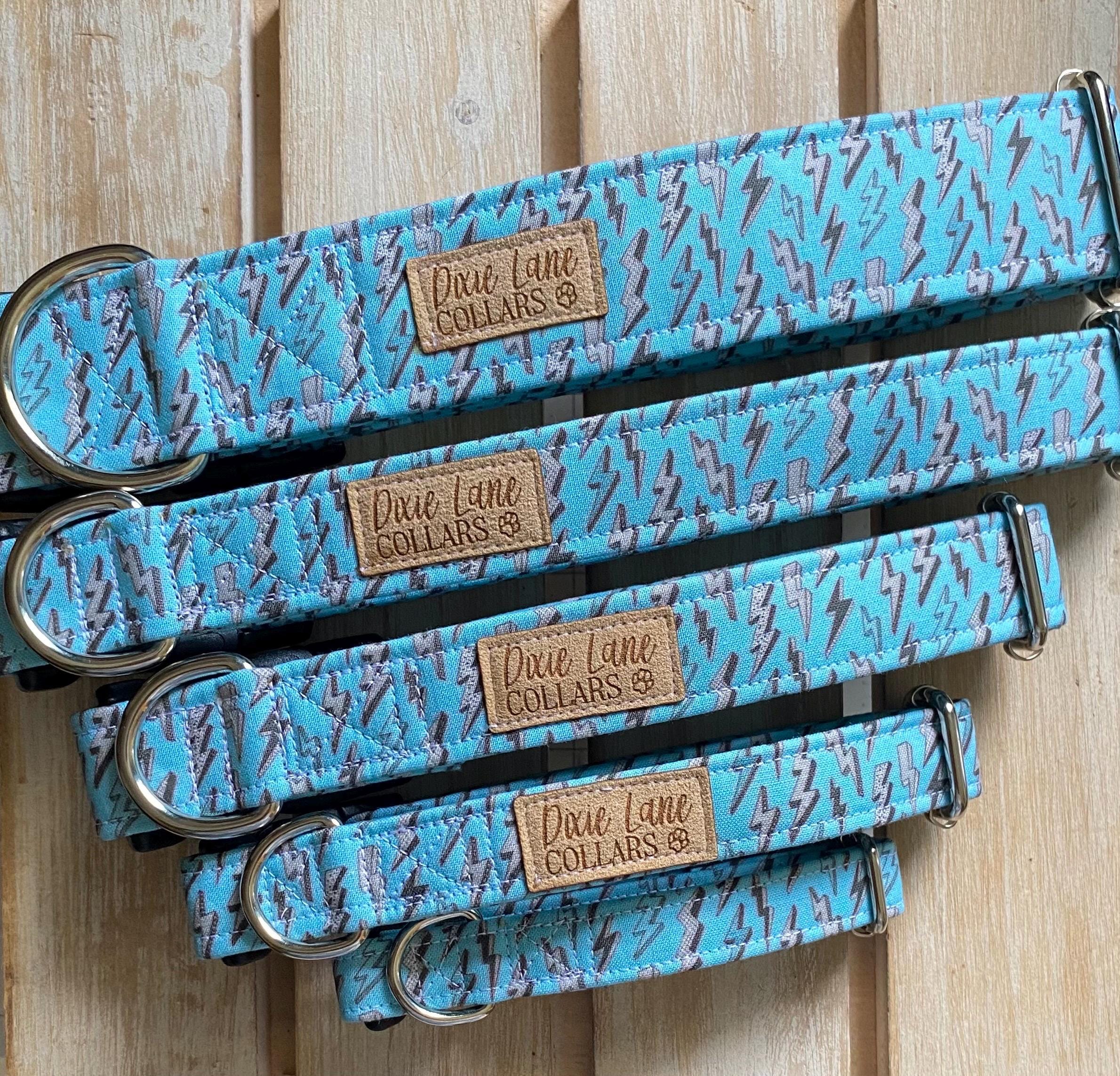 Blue Lightning Bolts Dog Collar