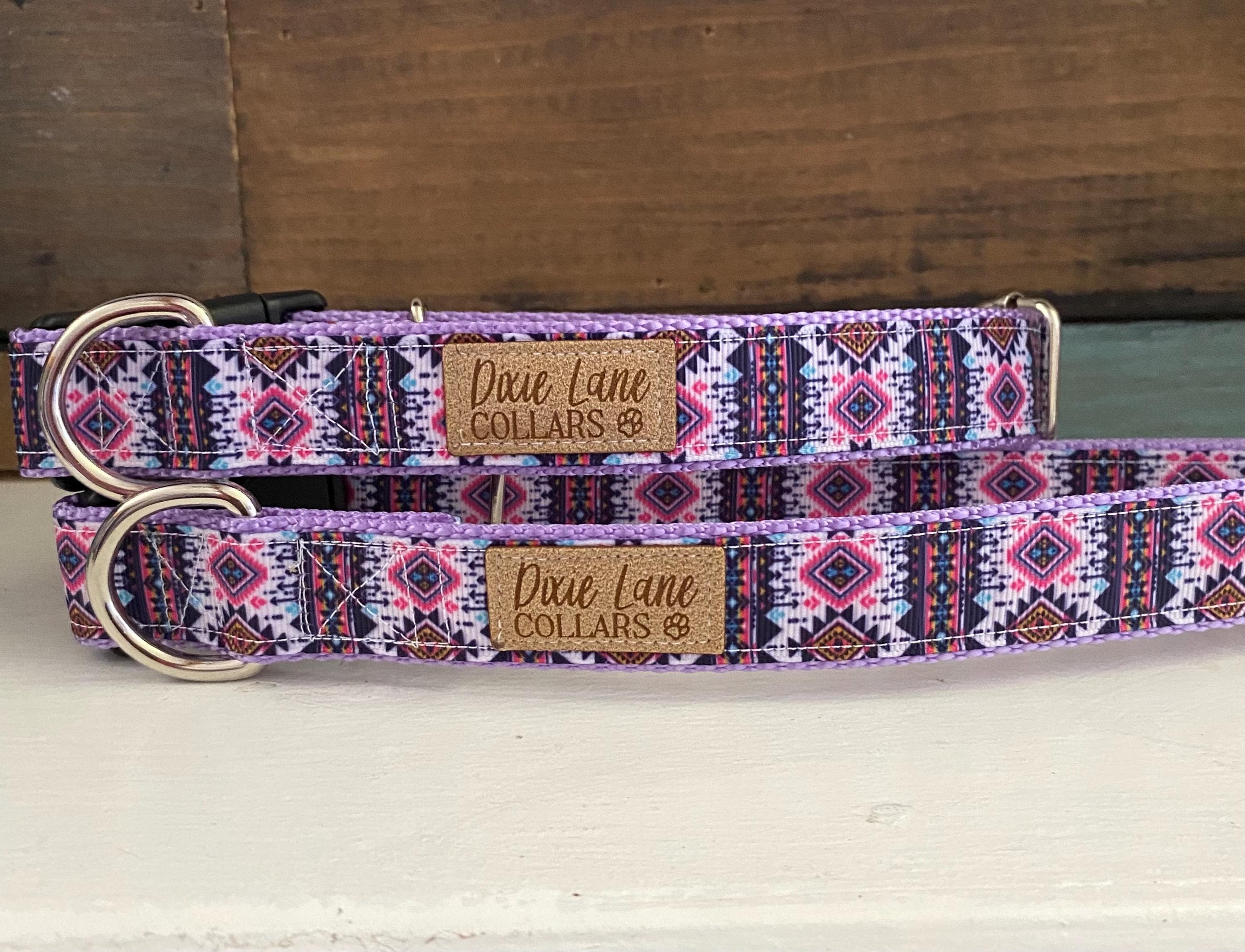 Purple Aztec Ribbon Dog Collar