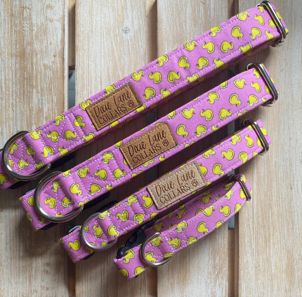 Pink Rubber Ducks Dog Collar