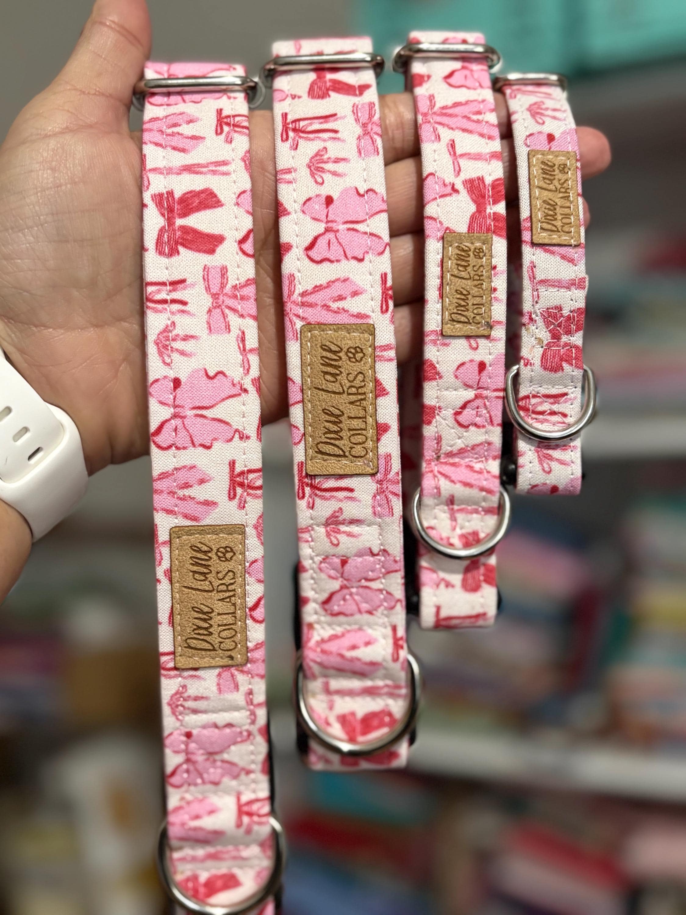 Pink Coquette Bows Dog Collar