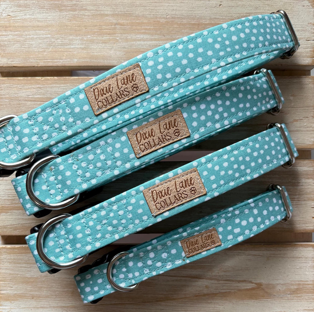 Teal Fawn Polka Dot Print Dog Collar
