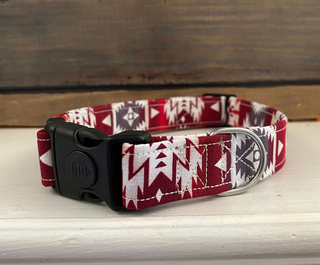 Red Aztec Print Dog Collar