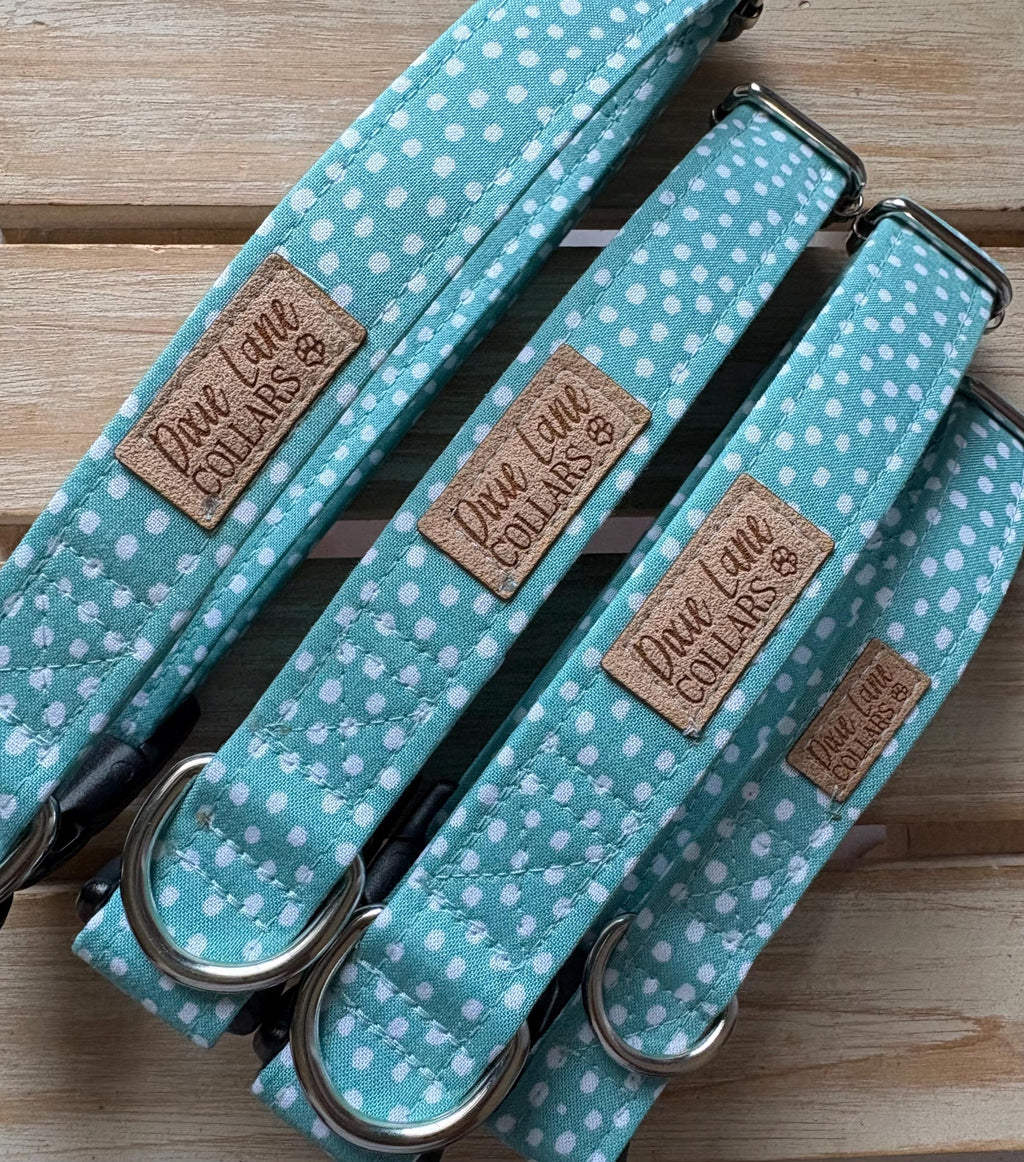 Teal Fawn Polka Dot Print Dog Collar