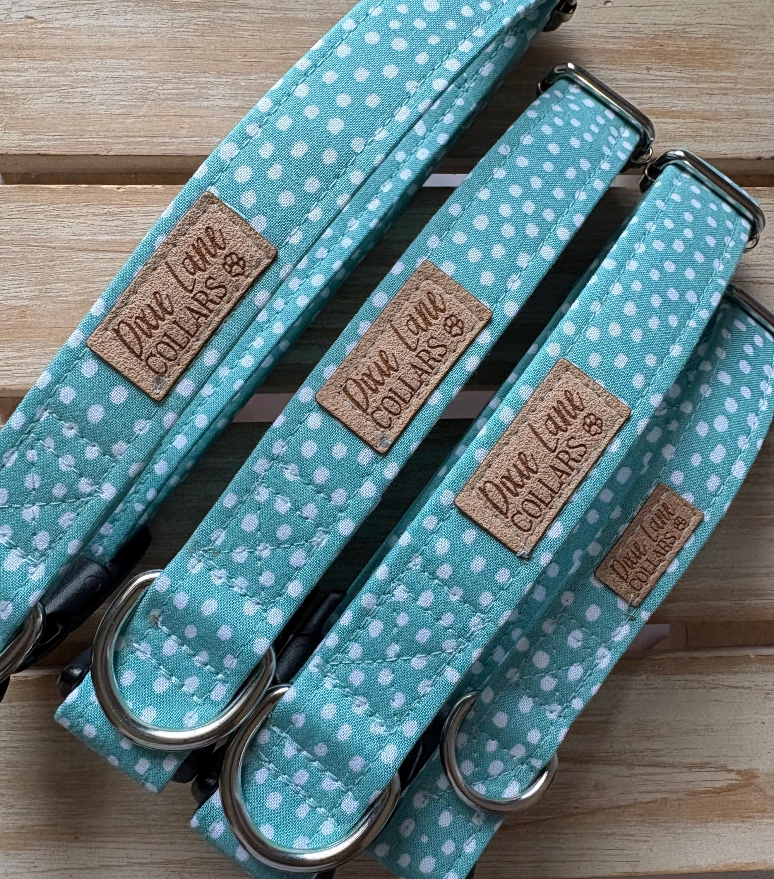Teal Fawn Polka Dot Print Dog Collar