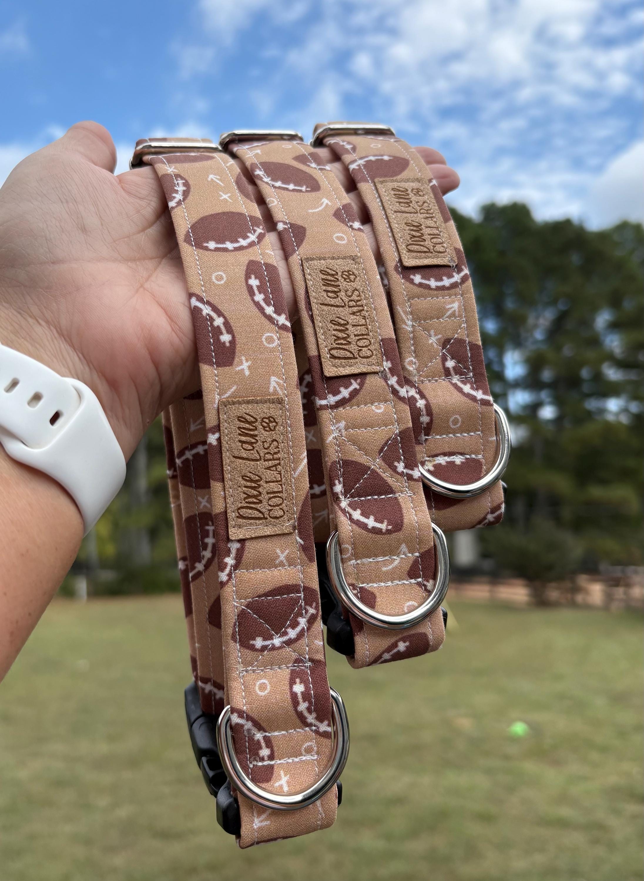 Footballs Fabric Dog Collar