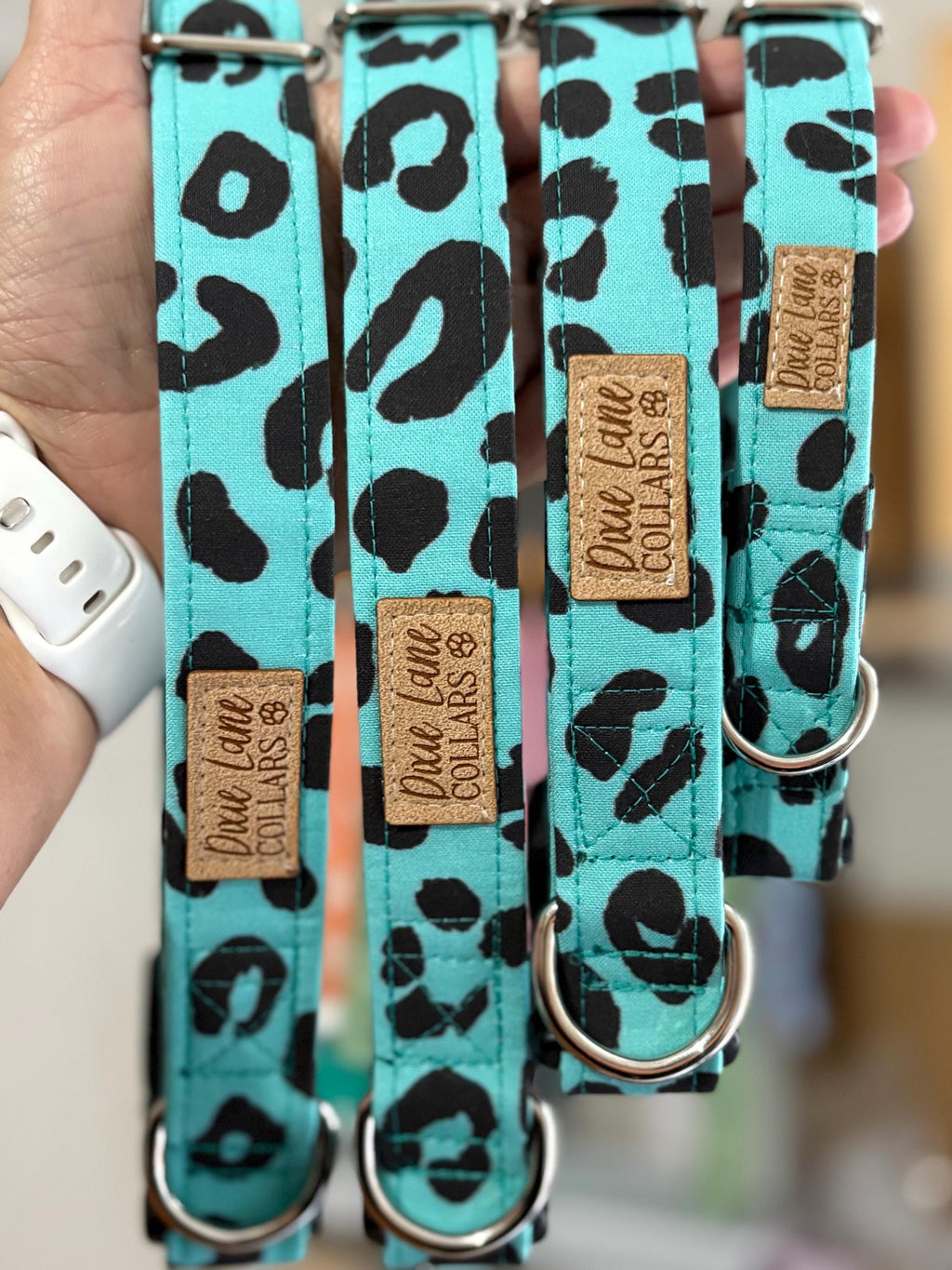 Teal Leopard Print Dog Collar