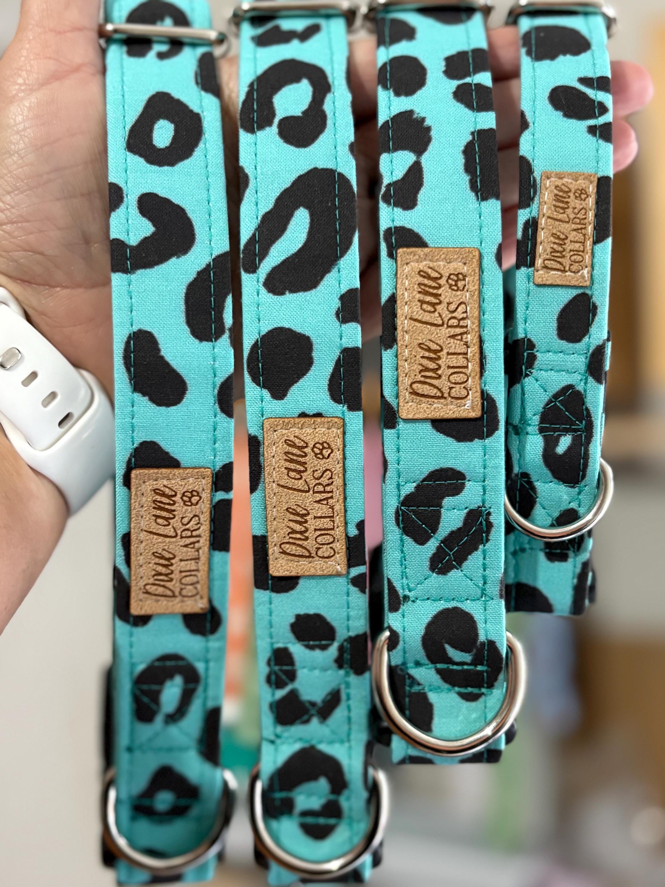 Teal Leopard Print Dog Collar
