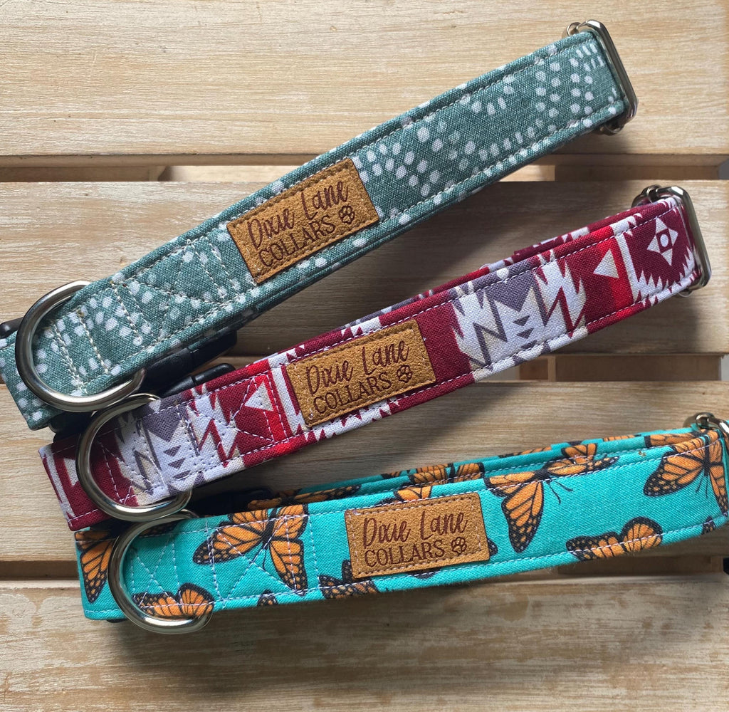 Teal Green Boho Hexagon Dog Collar