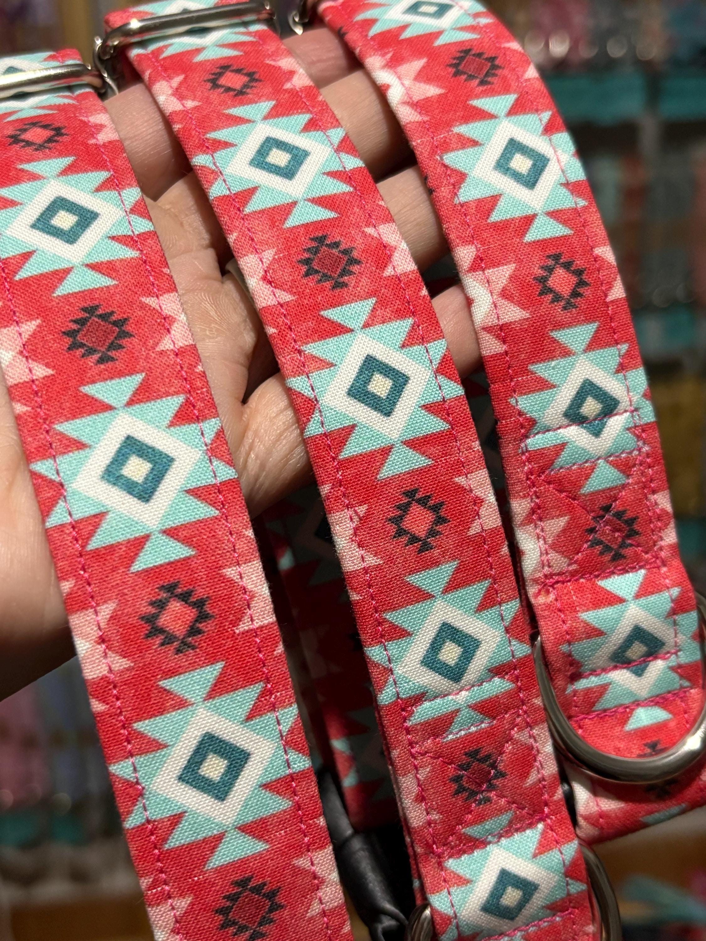Coral Aztec and Mint Dog Collar