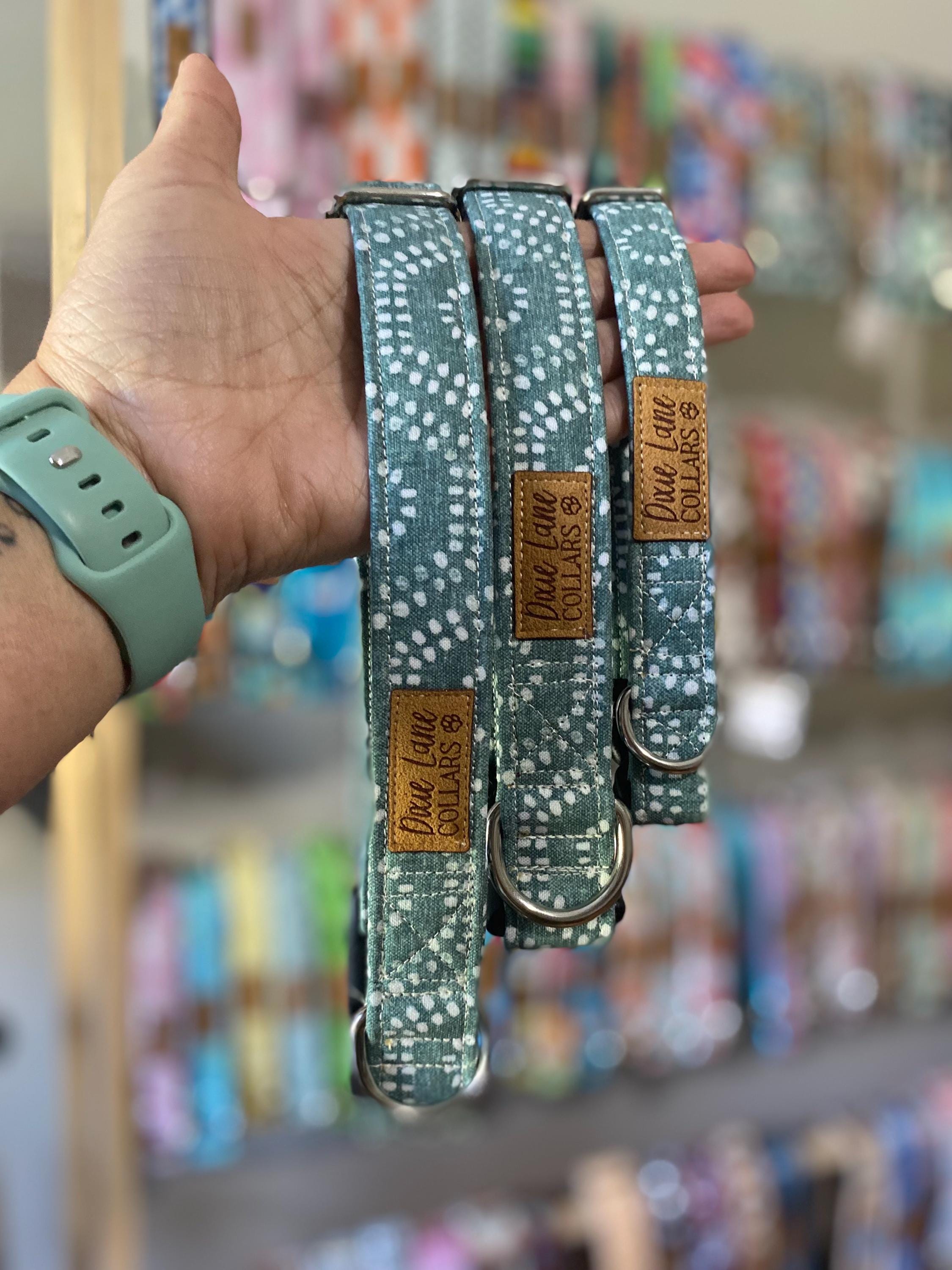 Teal Green Boho Hexagon Dog Collar