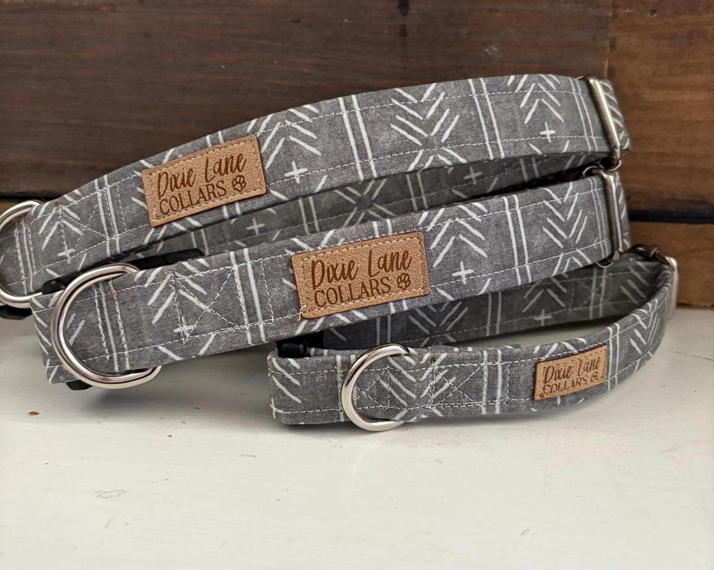 Gray Boho Chevron Print Dog Collar