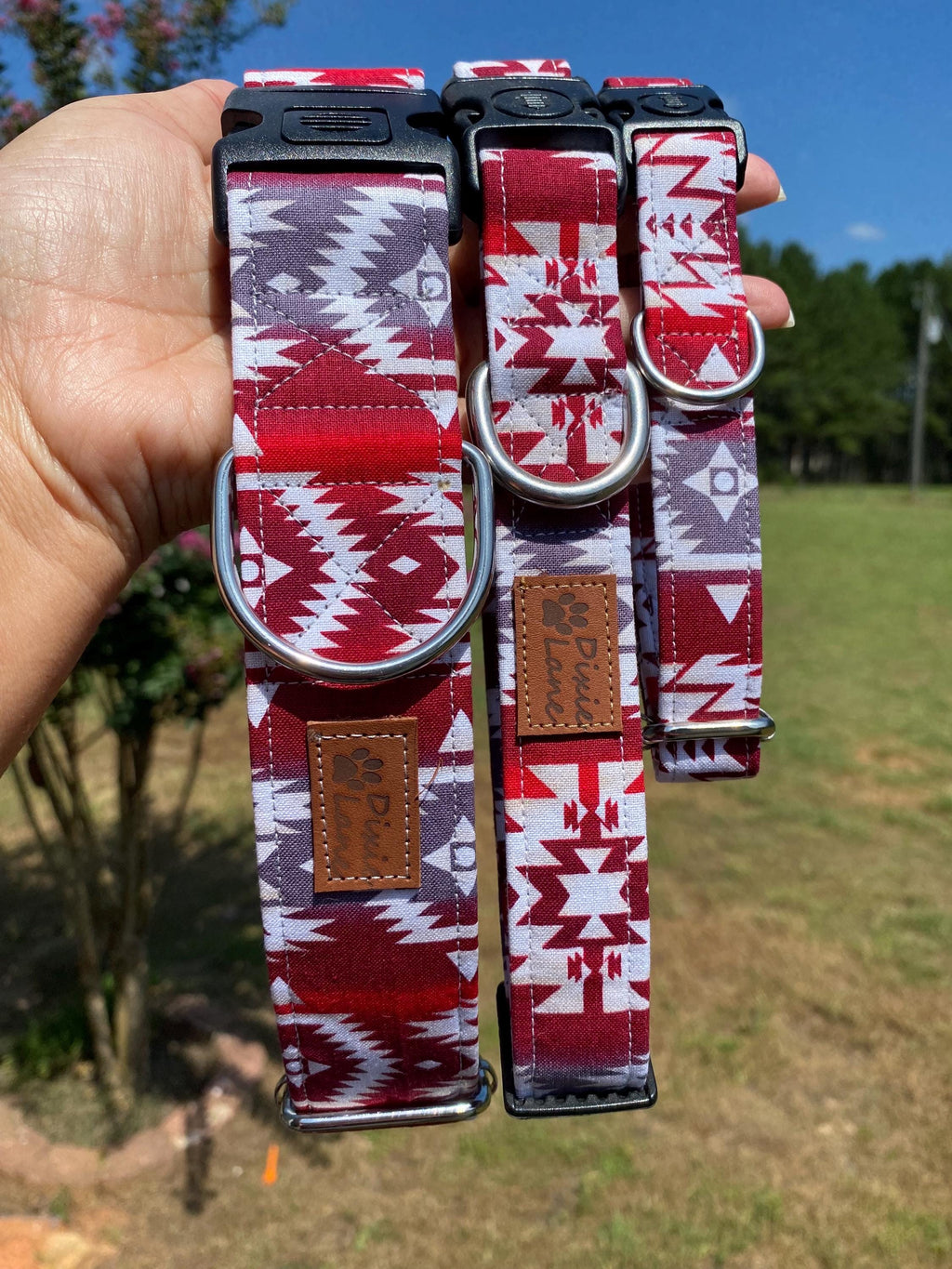 Red Aztec Print Dog Collar