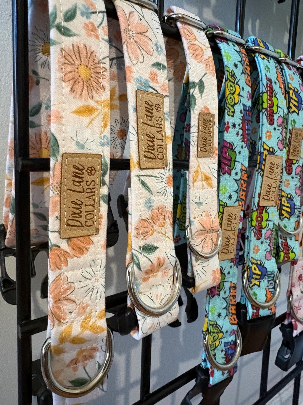 Peach Floral Fabric Dog Collar