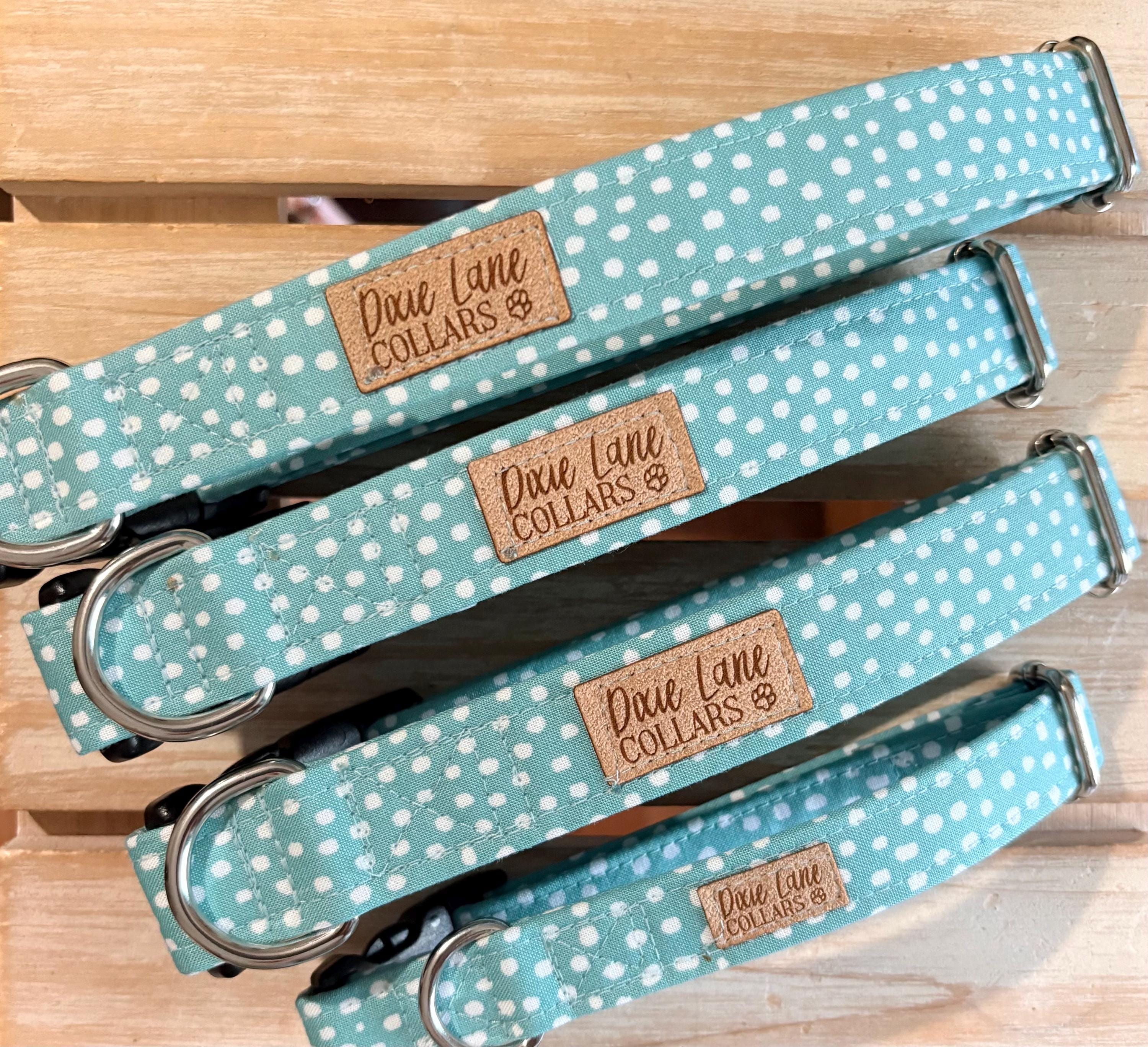 Teal Fawn Polka Dot Print Dog Collar