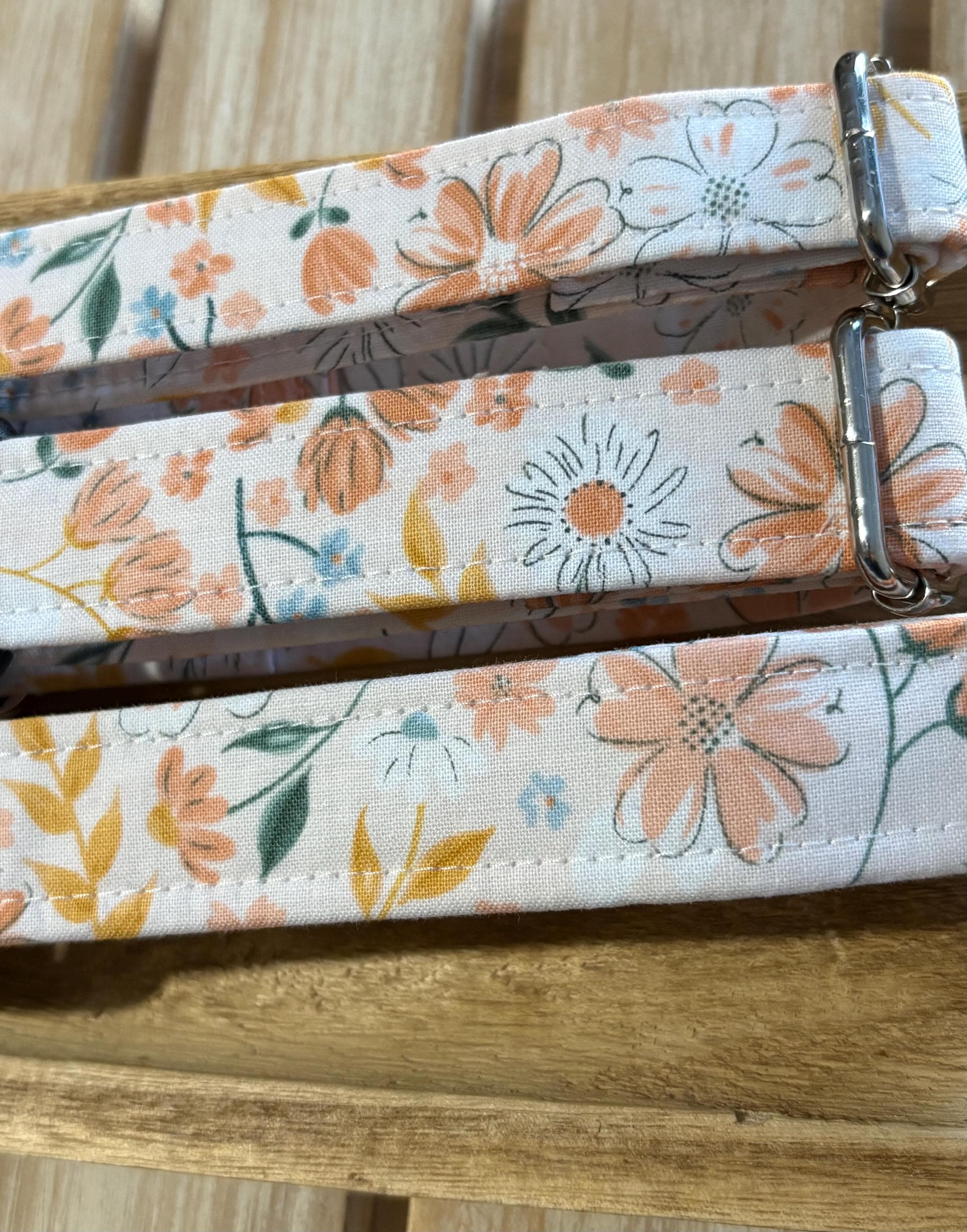 Peach Floral Fabric Dog Collar