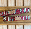 Maroon and Aqua Aztec Print Dog Collar