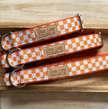 Orange Checkered Ribbon Dog Collar