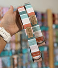 Terra cotta and Blue Sunset Stripe Dog Collar