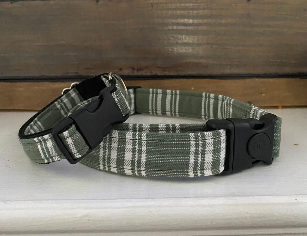 Green Plaid Dog Collar