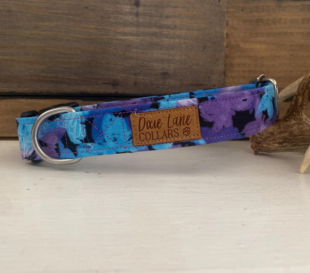 Purple and Blue Butterflies Dog Collar