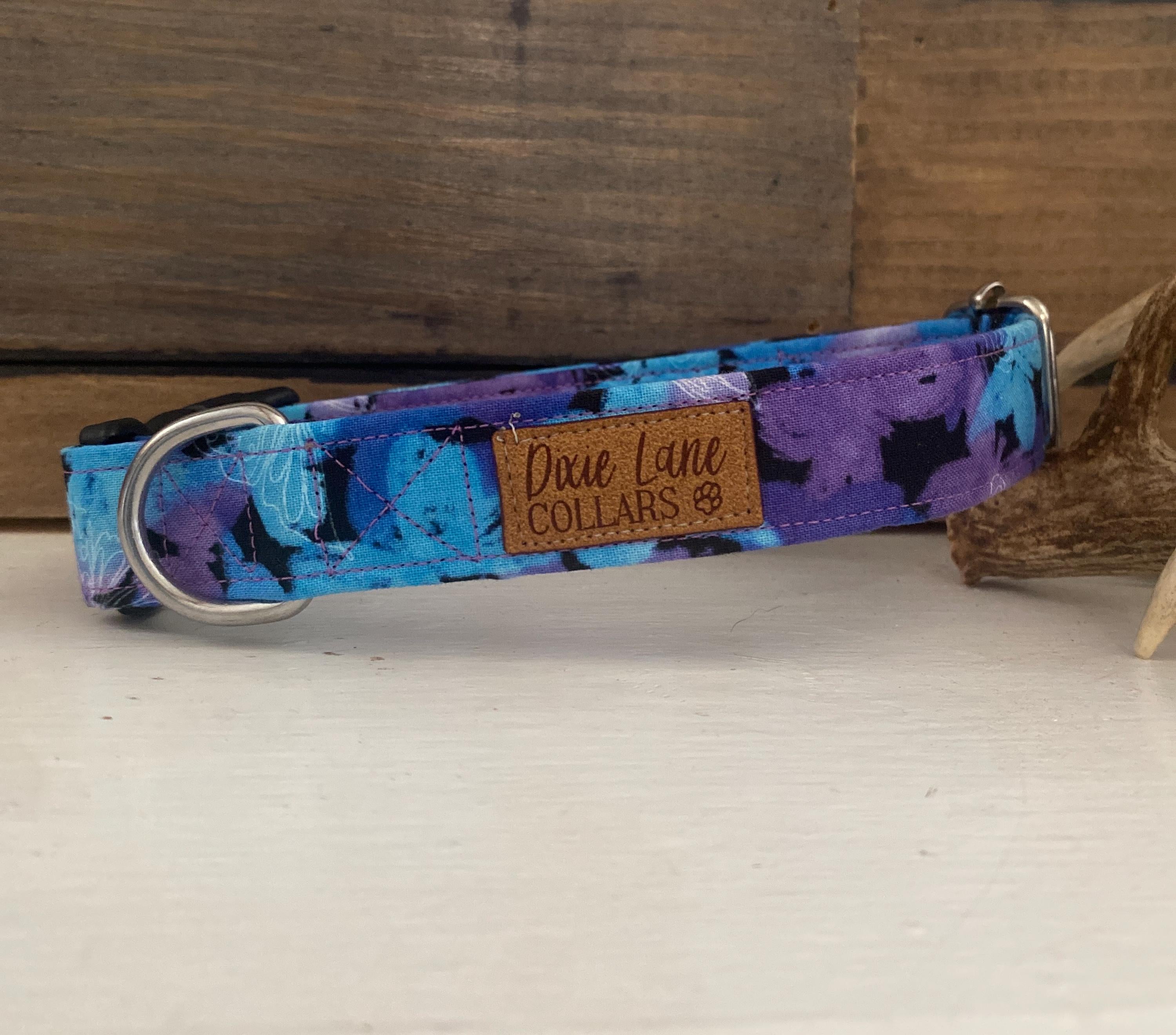 Purple and Blue Butterflies Dog Collar