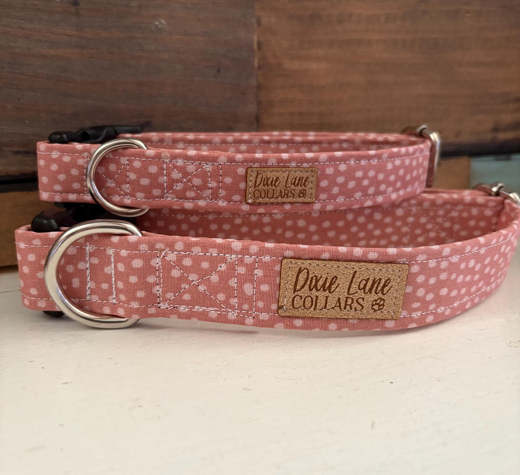 Rose Pink Fawn Polka Dot Dog Collar