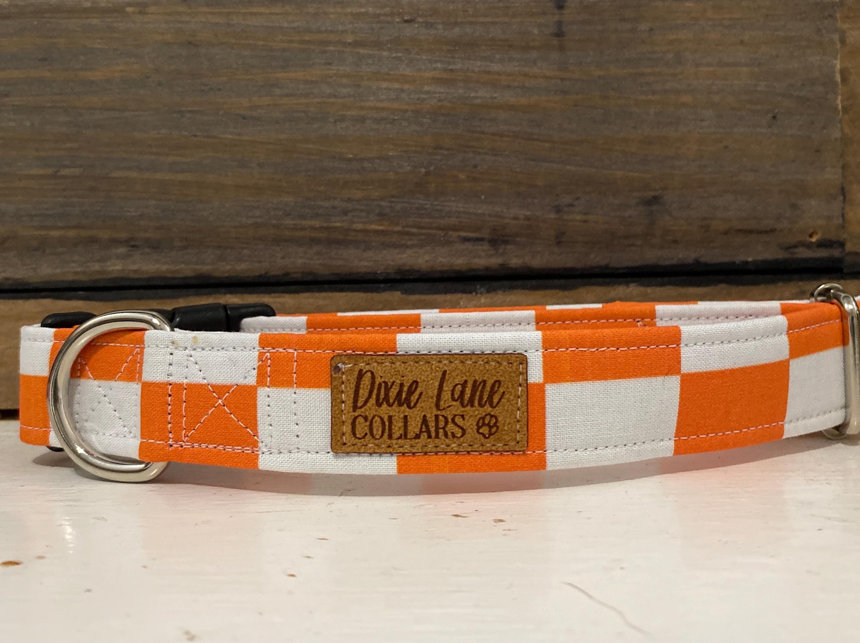 Orange Checkered Dog Collar
