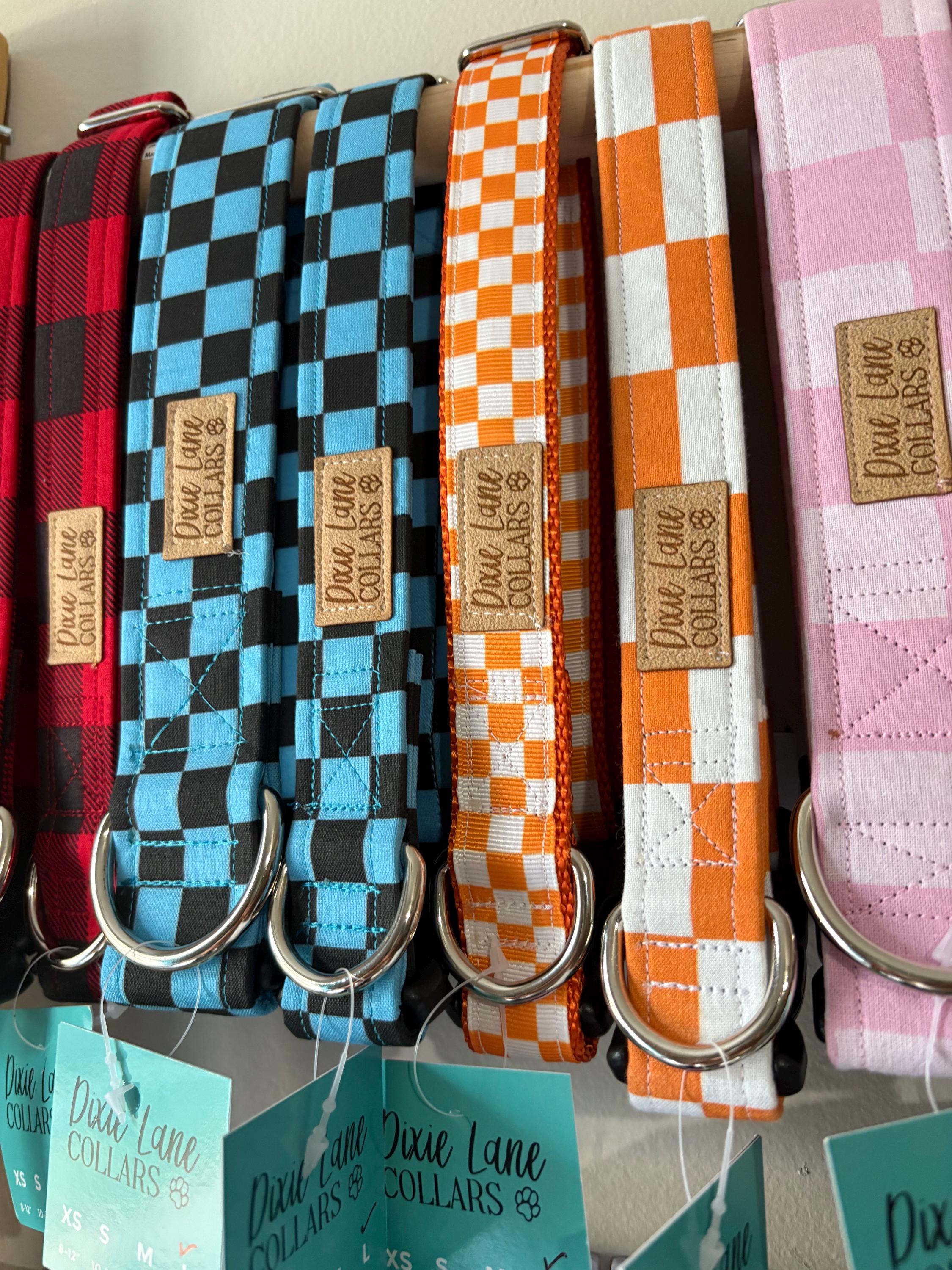 Orange Checkered Ribbon Dog Collar