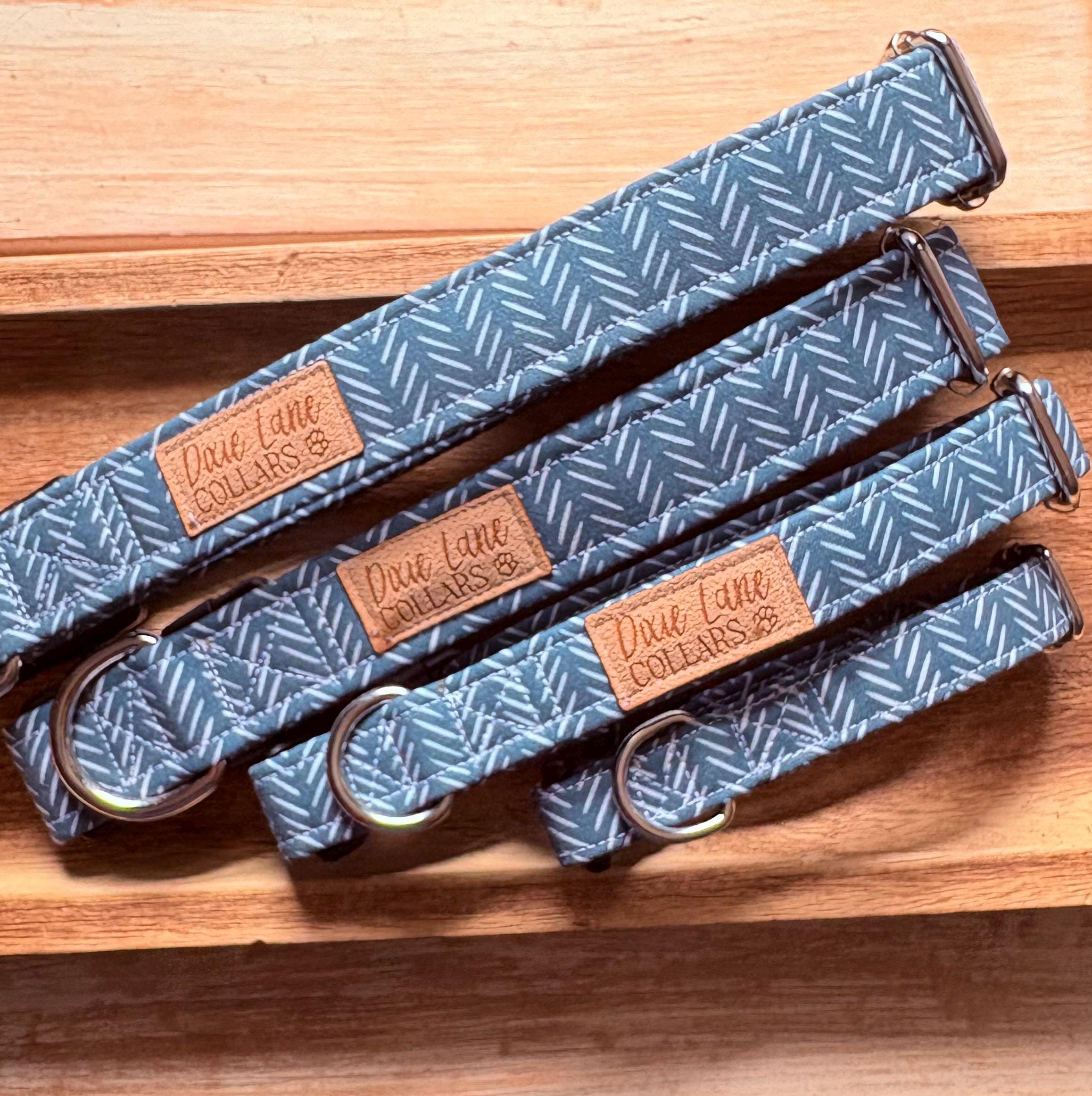 Blue Chevron Boho Dog Collar