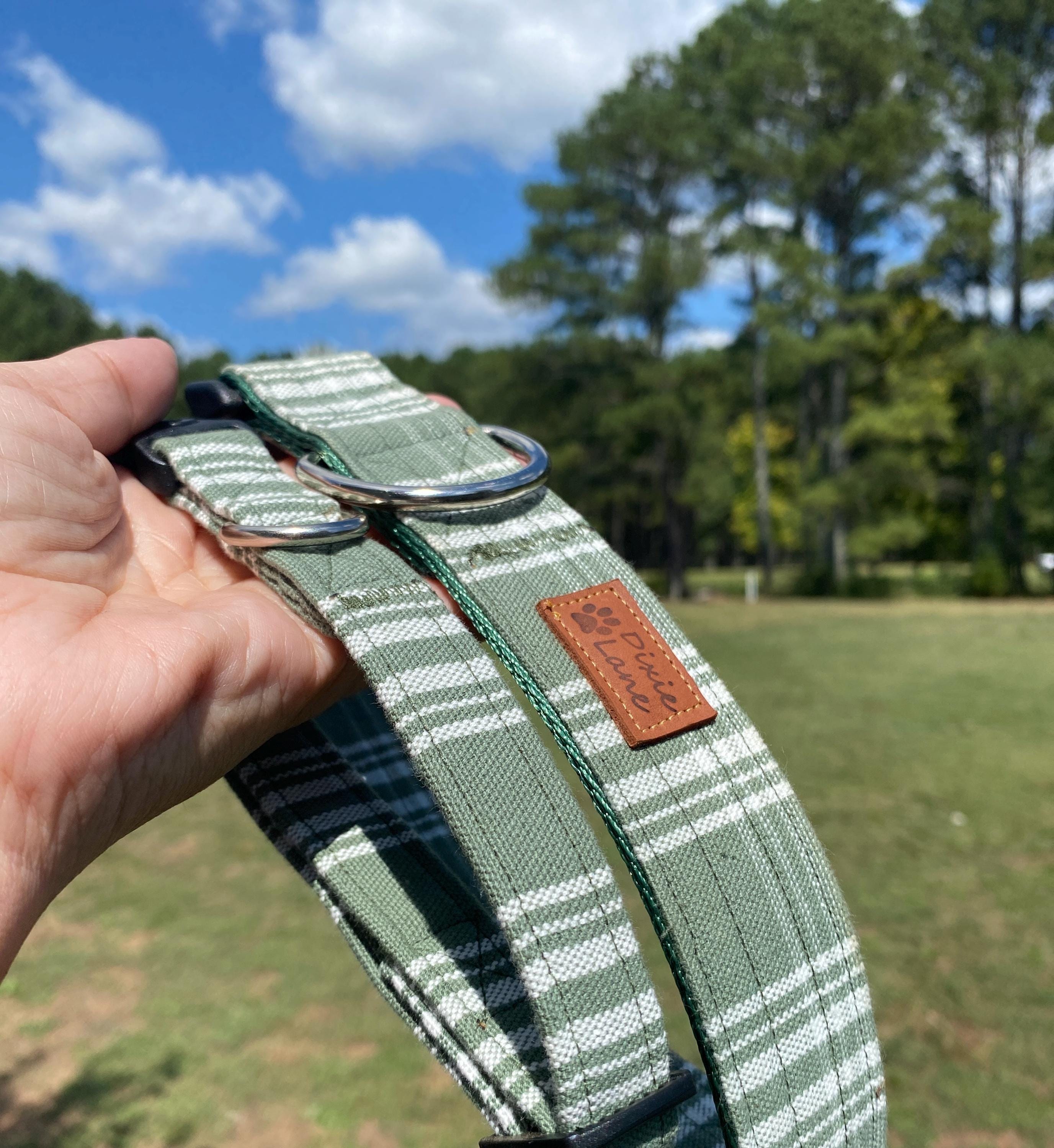 Green Plaid Dog Collar